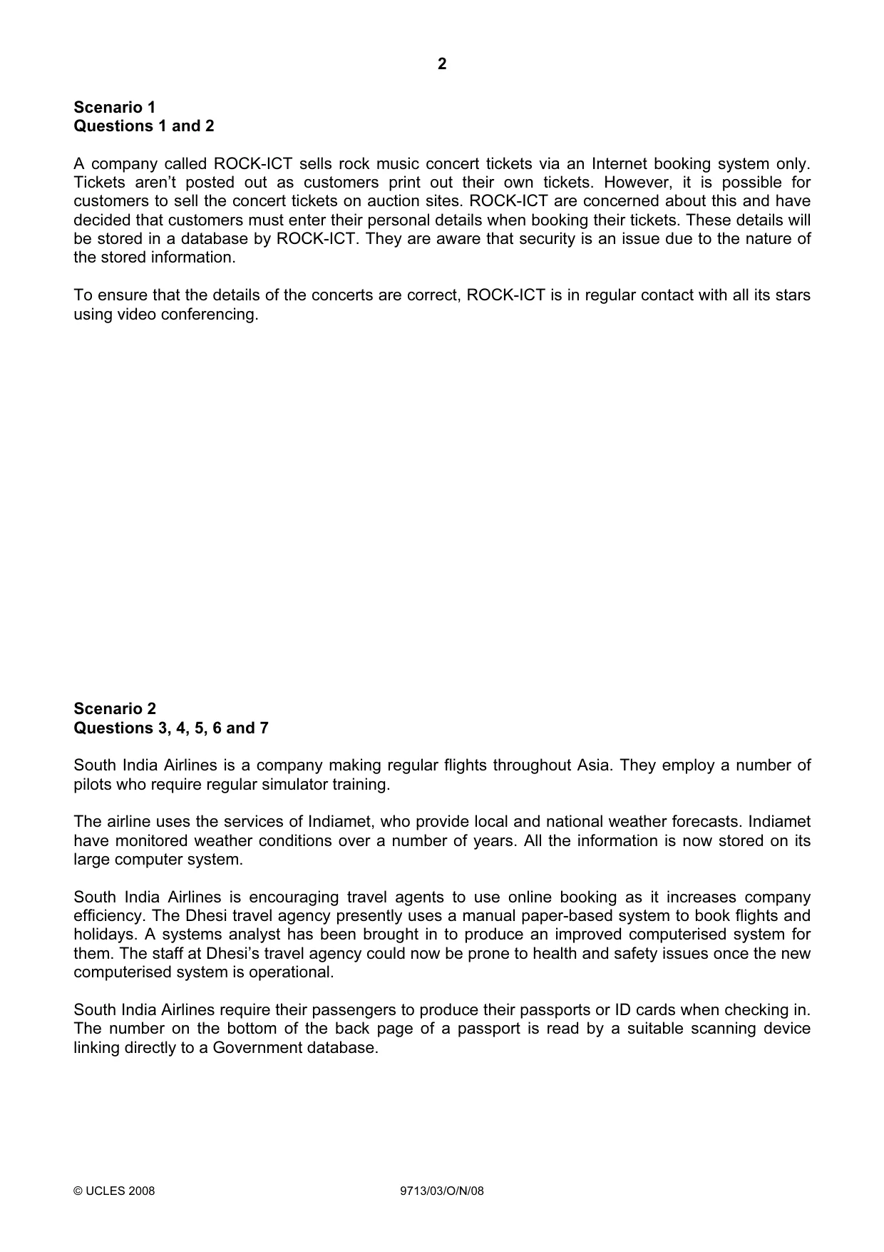 Cambridge A Level Applied Information and Communication Technology 9713 2008 Oct/Nov Paper 3 · Variant 1 question paper, page 2 of 12