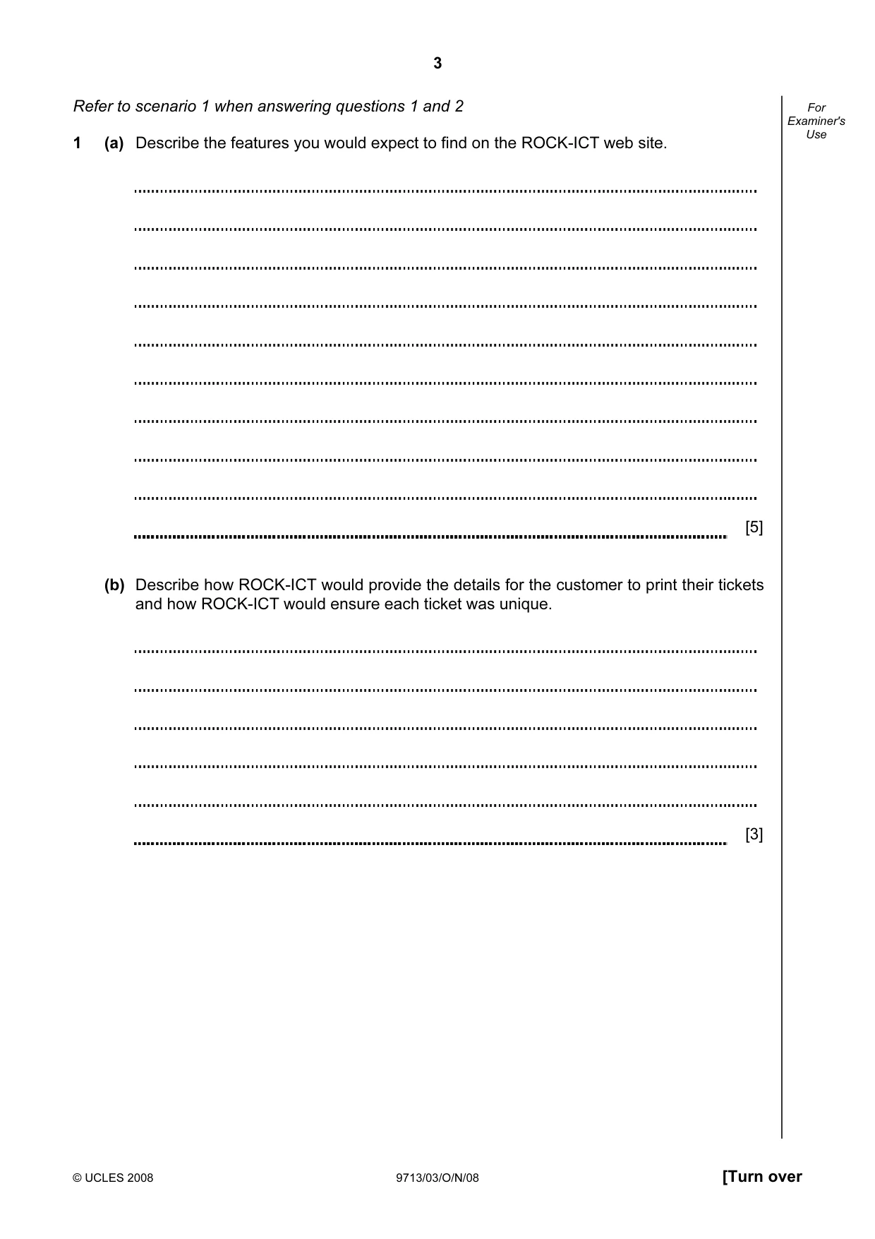 Cambridge A Level Applied Information and Communication Technology 9713 2008 Oct/Nov Paper 3 · Variant 1 question paper, page 3 of 12