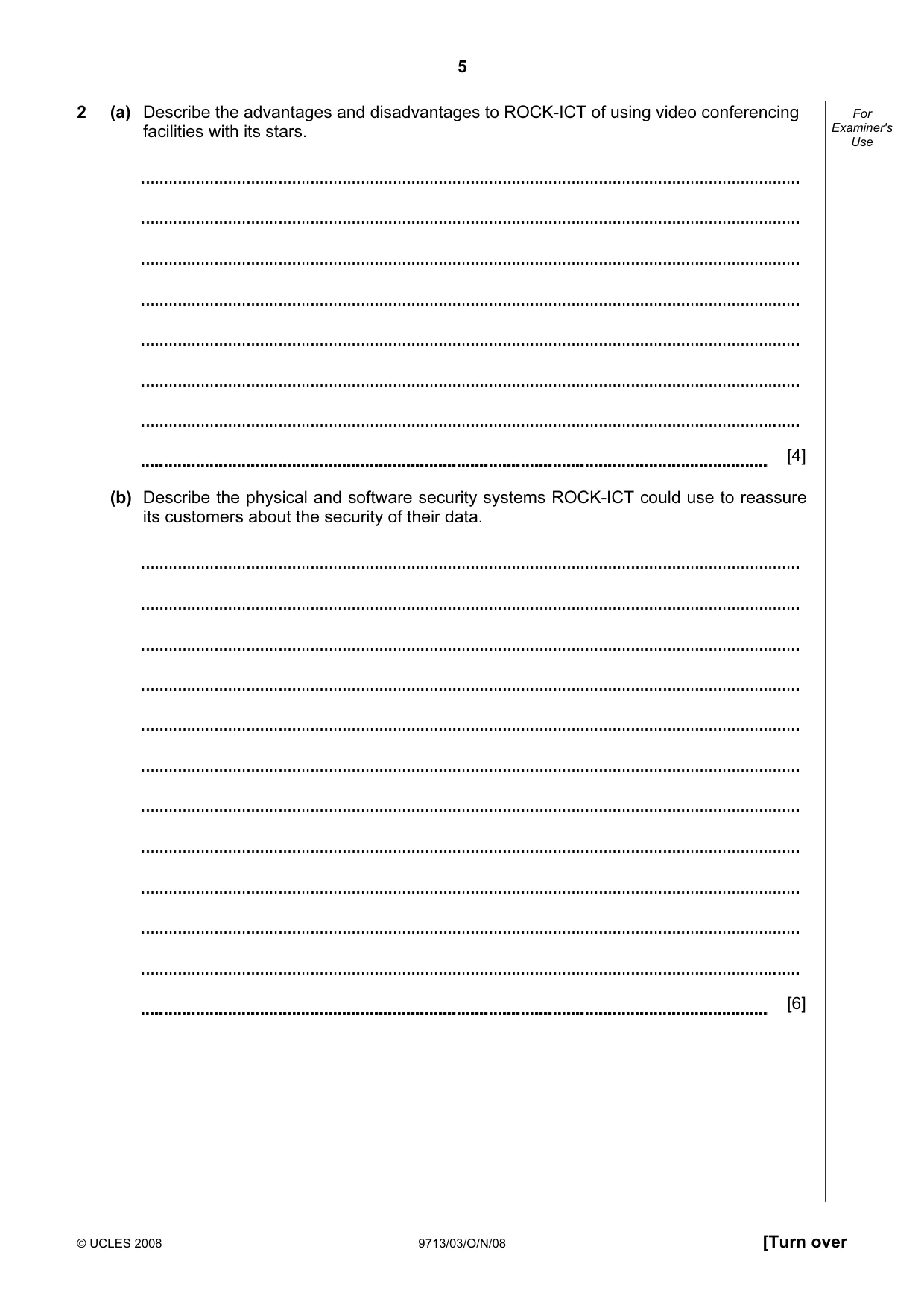 Cambridge A Level Applied Information and Communication Technology 9713 2008 Oct/Nov Paper 3 · Variant 1 question paper, page 5 of 12