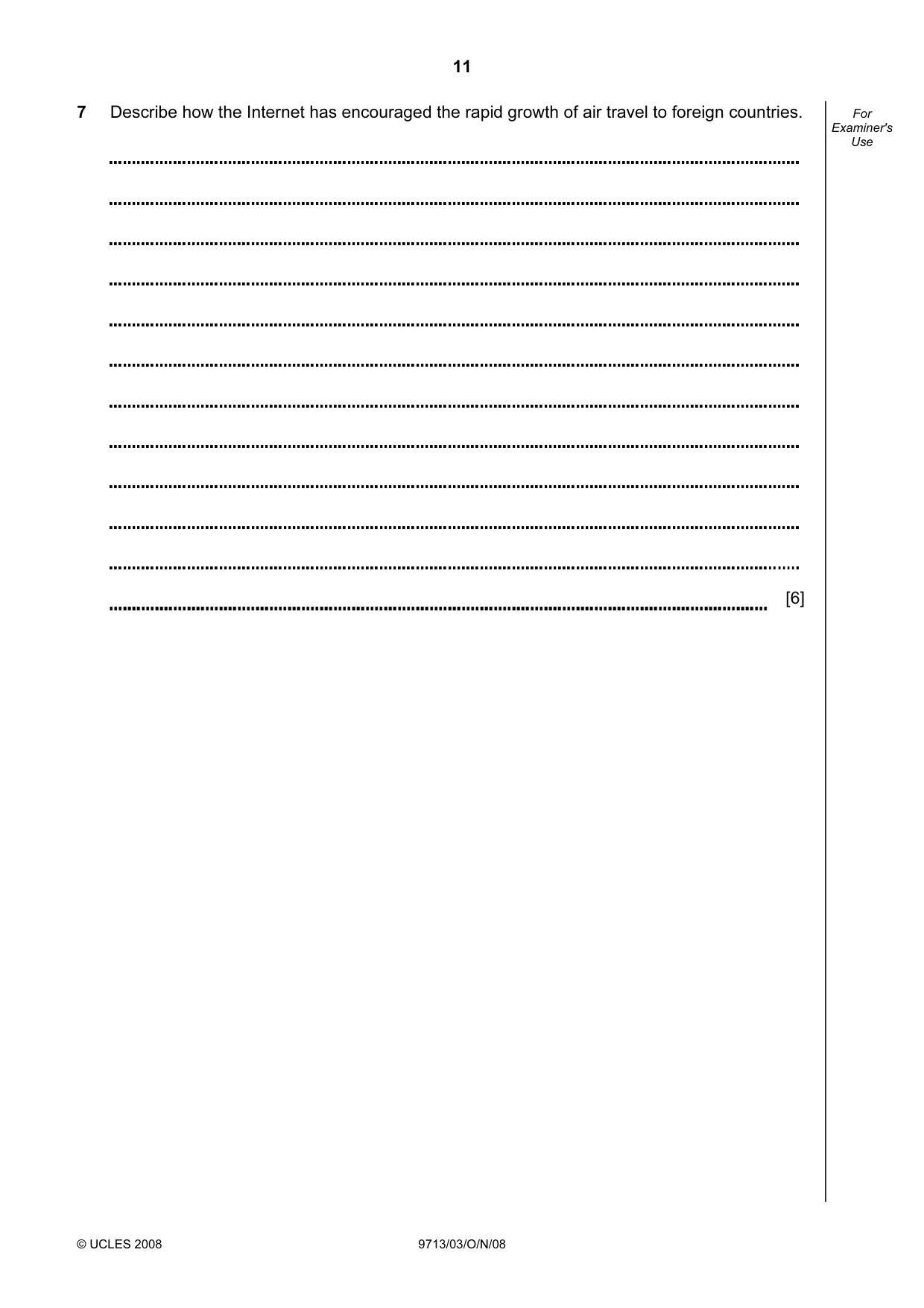 Cambridge A Level Applied Information and Communication Technology 9713 2008 Oct/Nov Paper 3 · Variant 1 question paper, page 11 of 12