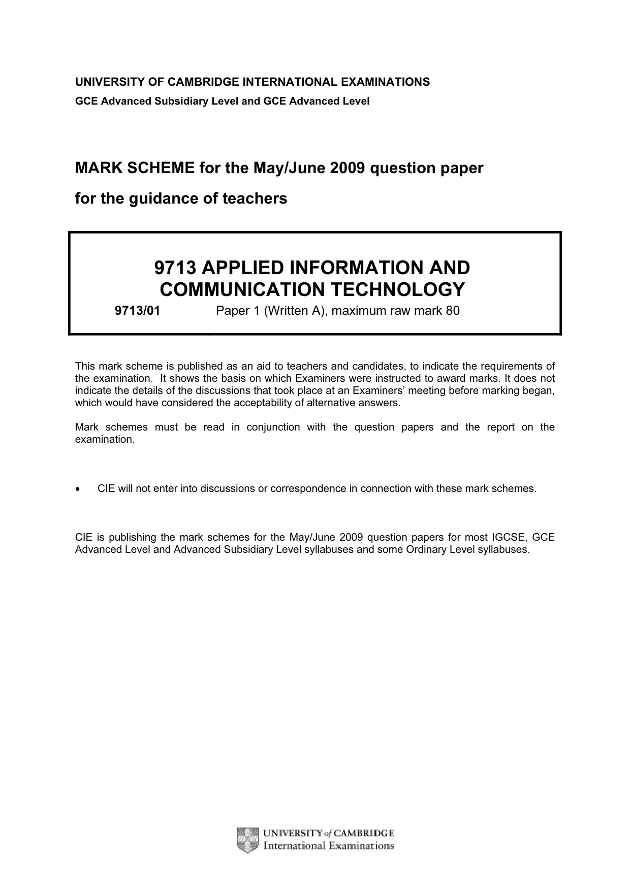 Mark scheme, page 1 of 7