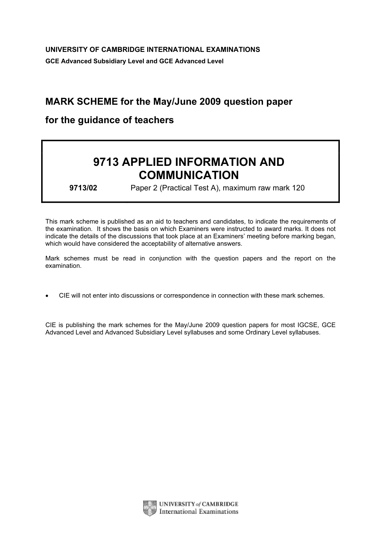 Mark scheme, page 1 of 9
