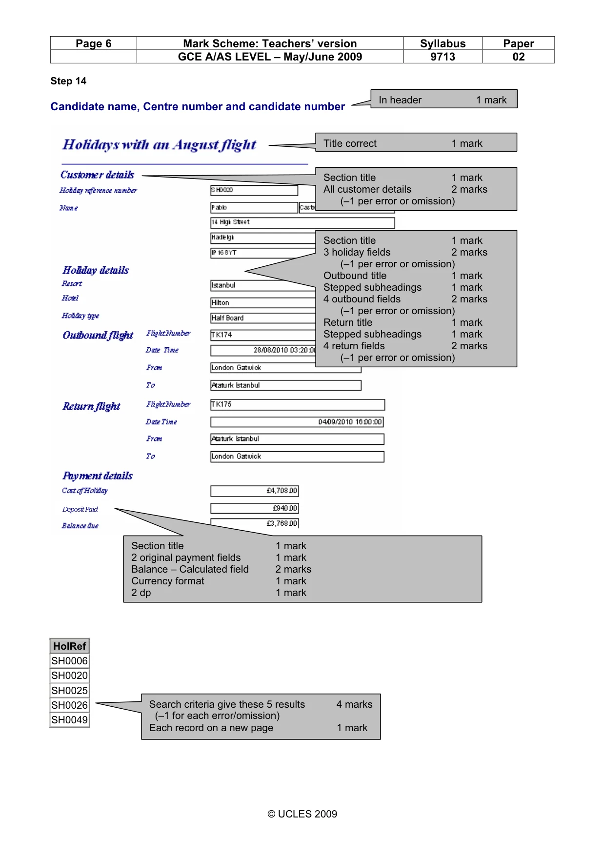 Mark scheme, page 6 of 9