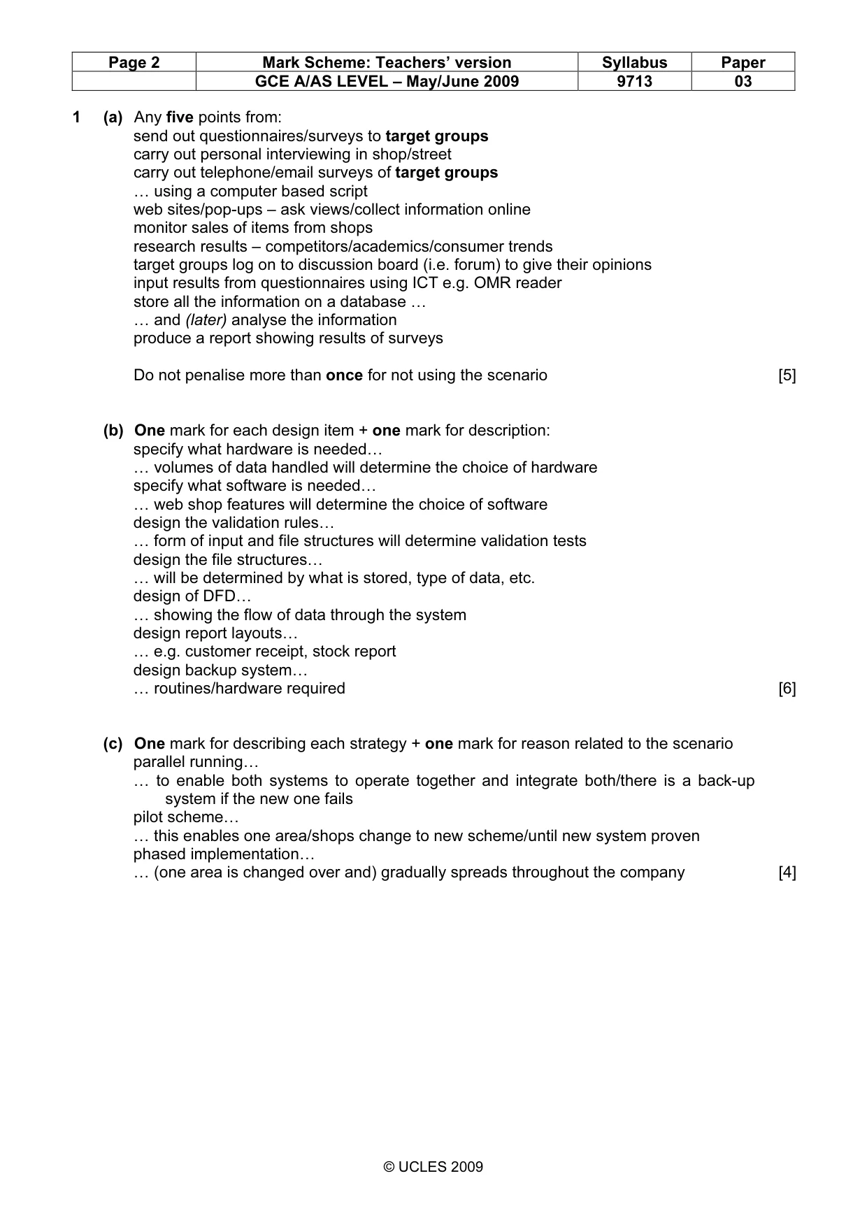 Mark scheme, page 2 of 6