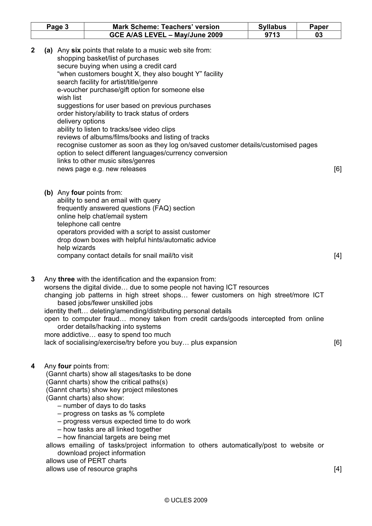 Mark scheme, page 3 of 6