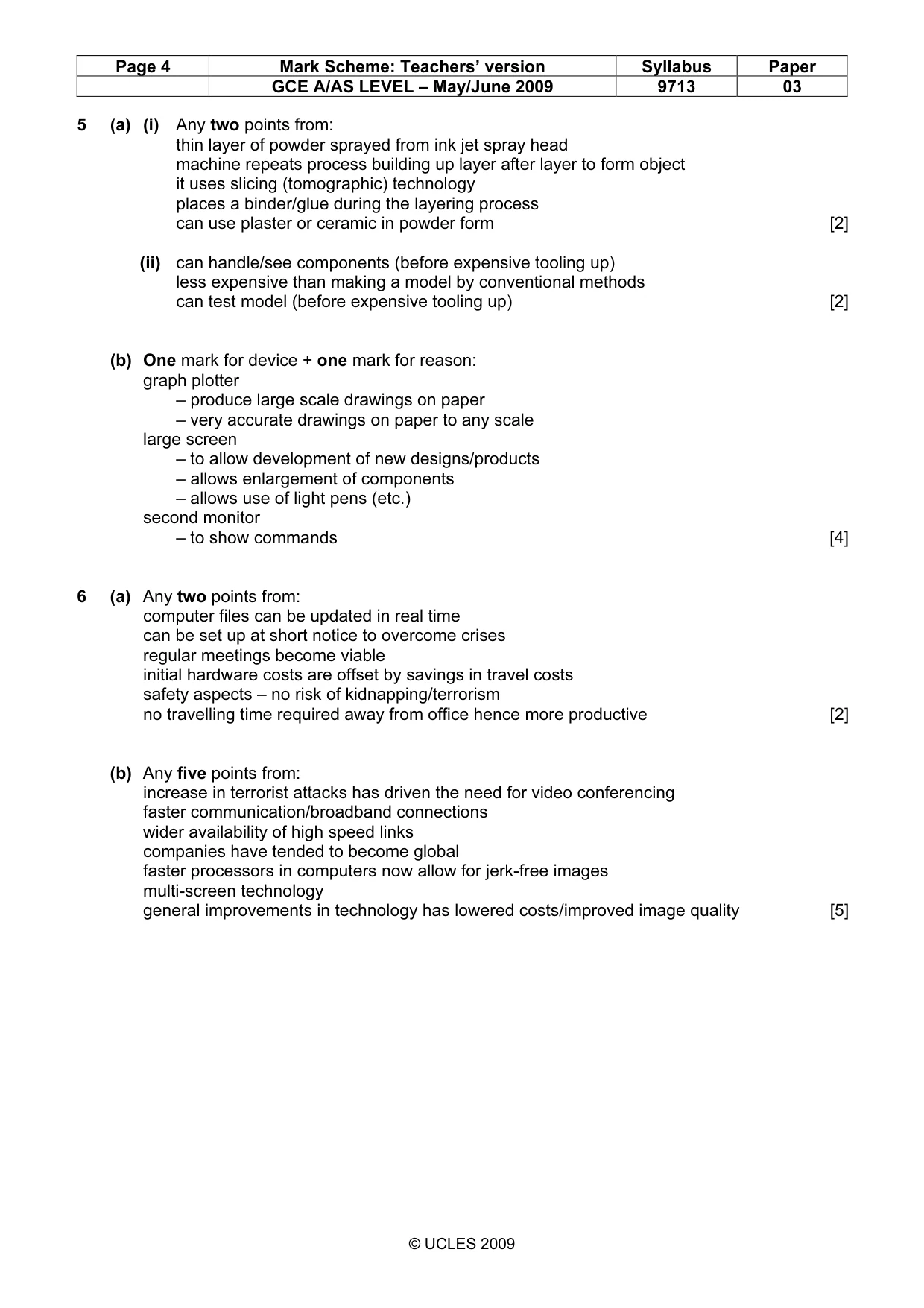 Mark scheme, page 4 of 6