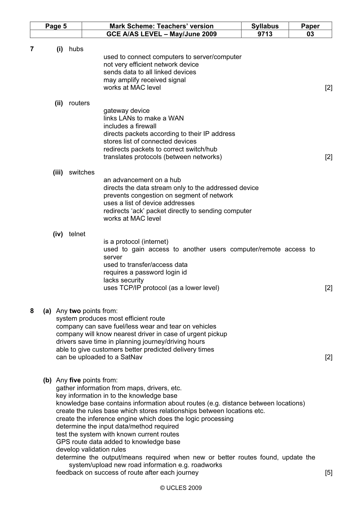 Mark scheme, page 5 of 6