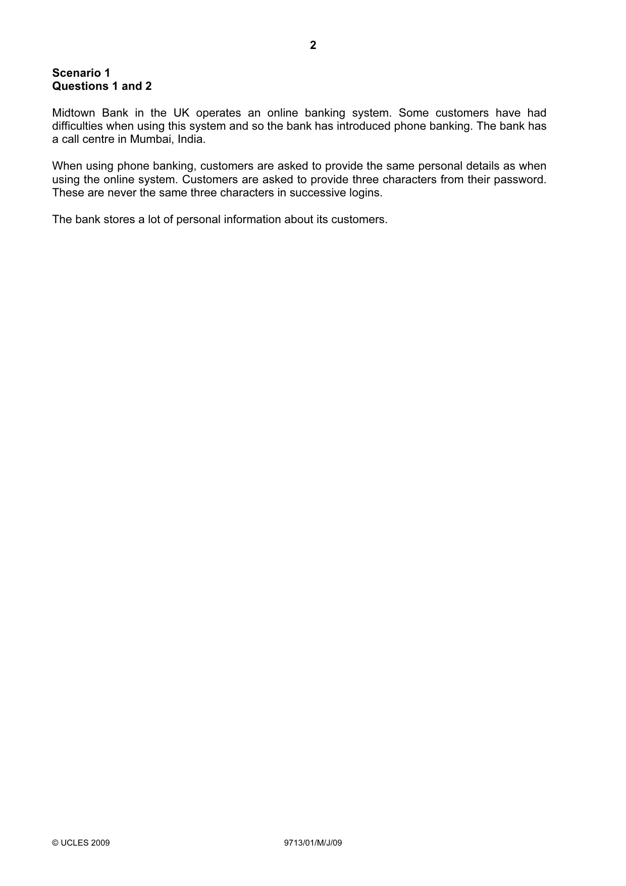 Cambridge A Level Applied Information and Communication Technology 9713 2009 May/June Paper 1 · Variant 1 question paper, page 2 of 12