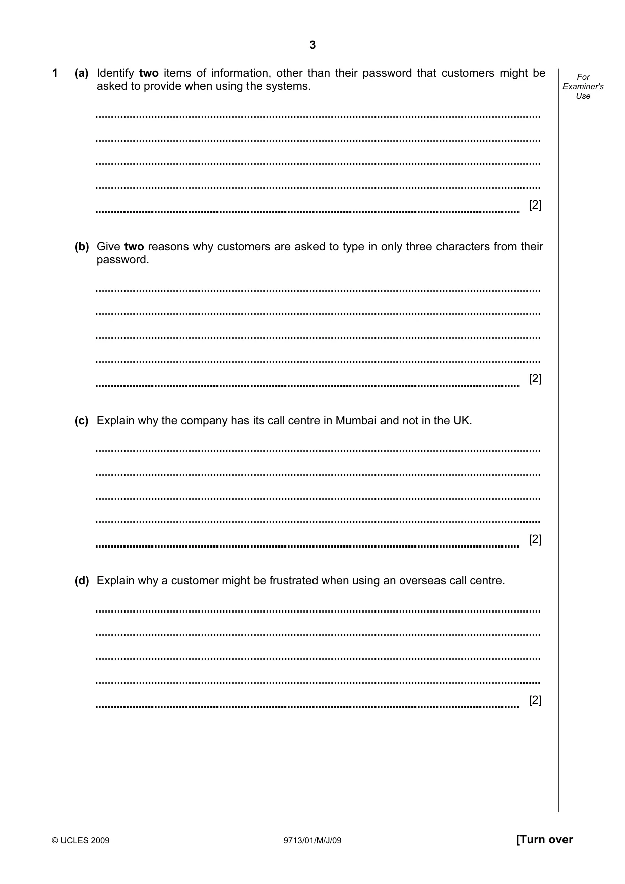 Cambridge A Level Applied Information and Communication Technology 9713 2009 May/June Paper 1 · Variant 1 question paper, page 3 of 12