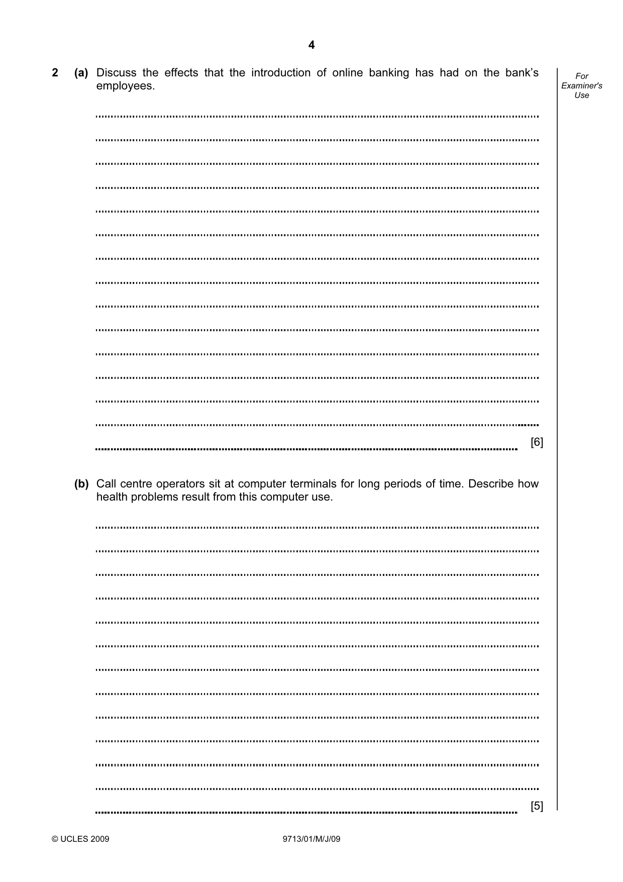 Cambridge A Level Applied Information and Communication Technology 9713 2009 May/June Paper 1 · Variant 1 question paper, page 4 of 12
