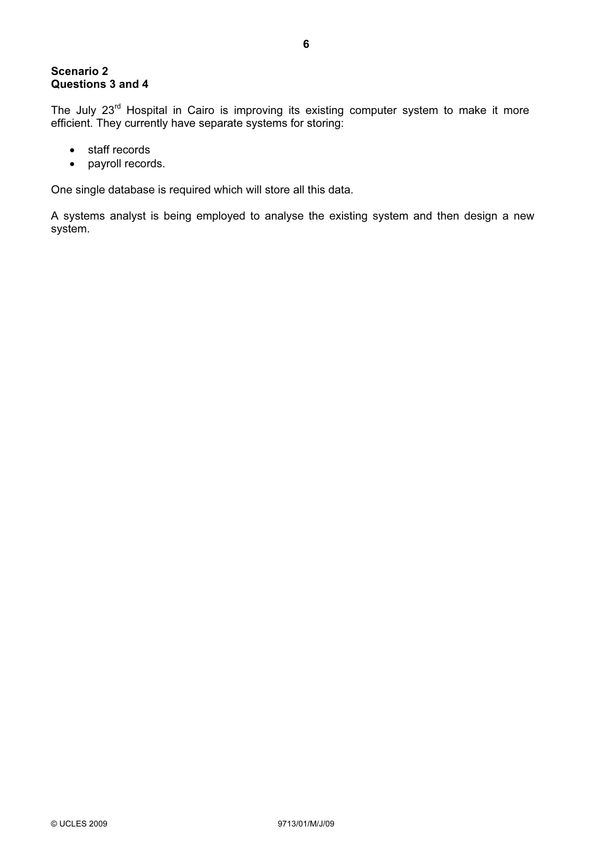 Cambridge A Level Applied Information and Communication Technology 9713 2009 May/June Paper 1 · Variant 1 question paper, page 6 of 12