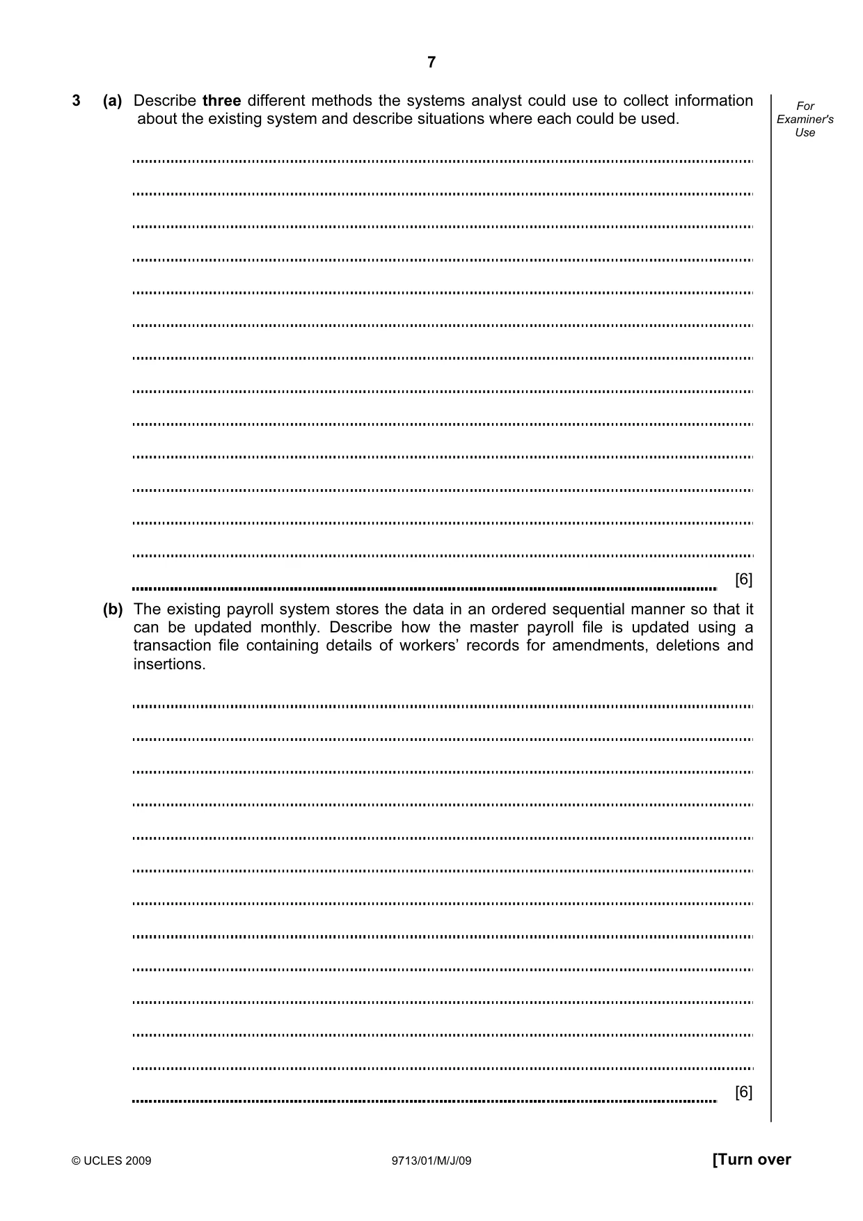 Cambridge A Level Applied Information and Communication Technology 9713 2009 May/June Paper 1 · Variant 1 question paper, page 7 of 12