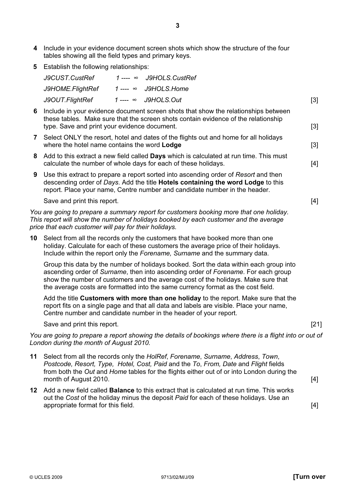Cambridge A Level Applied Information and Communication Technology 9713 2009 May/June Paper 2 · Variant 1 question paper, page 3 of 5