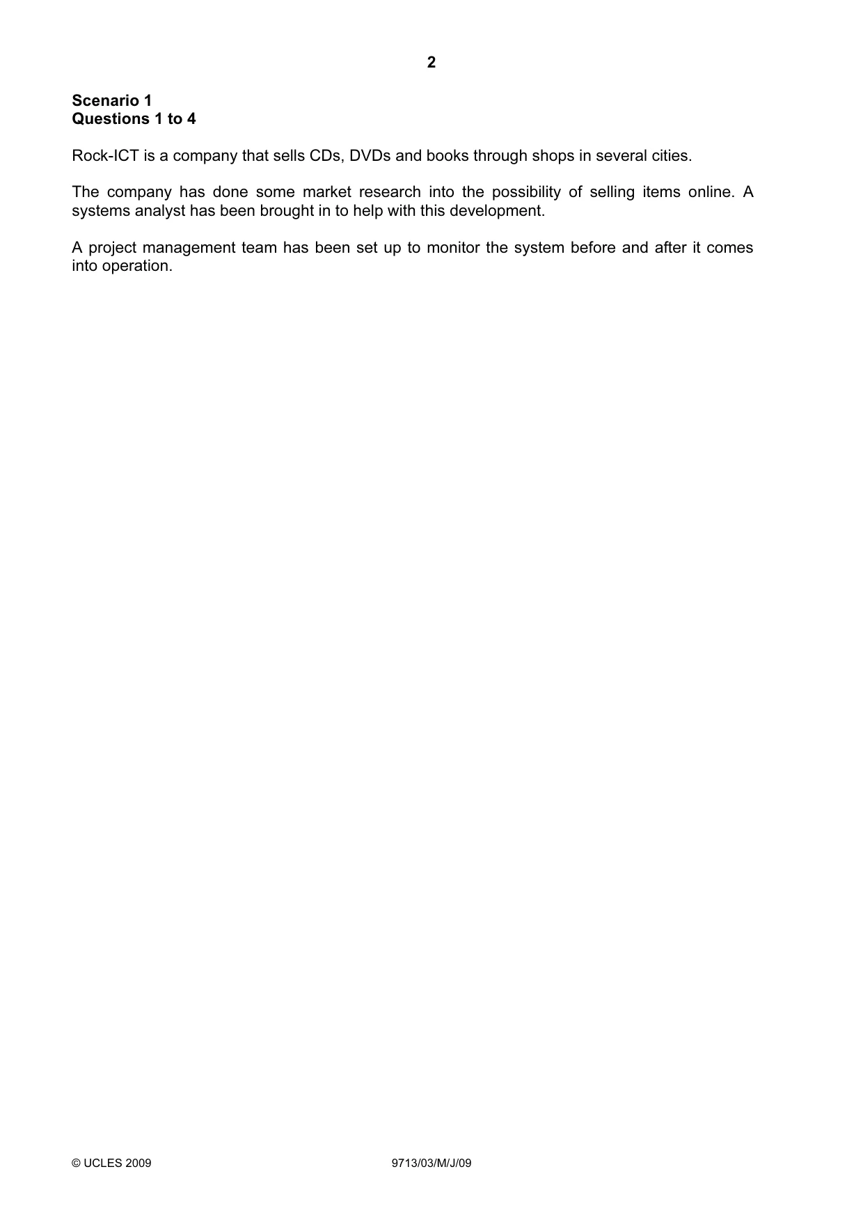 Cambridge A Level Applied Information and Communication Technology 9713 2009 May/June Paper 3 · Variant 1 question paper, page 2 of 16