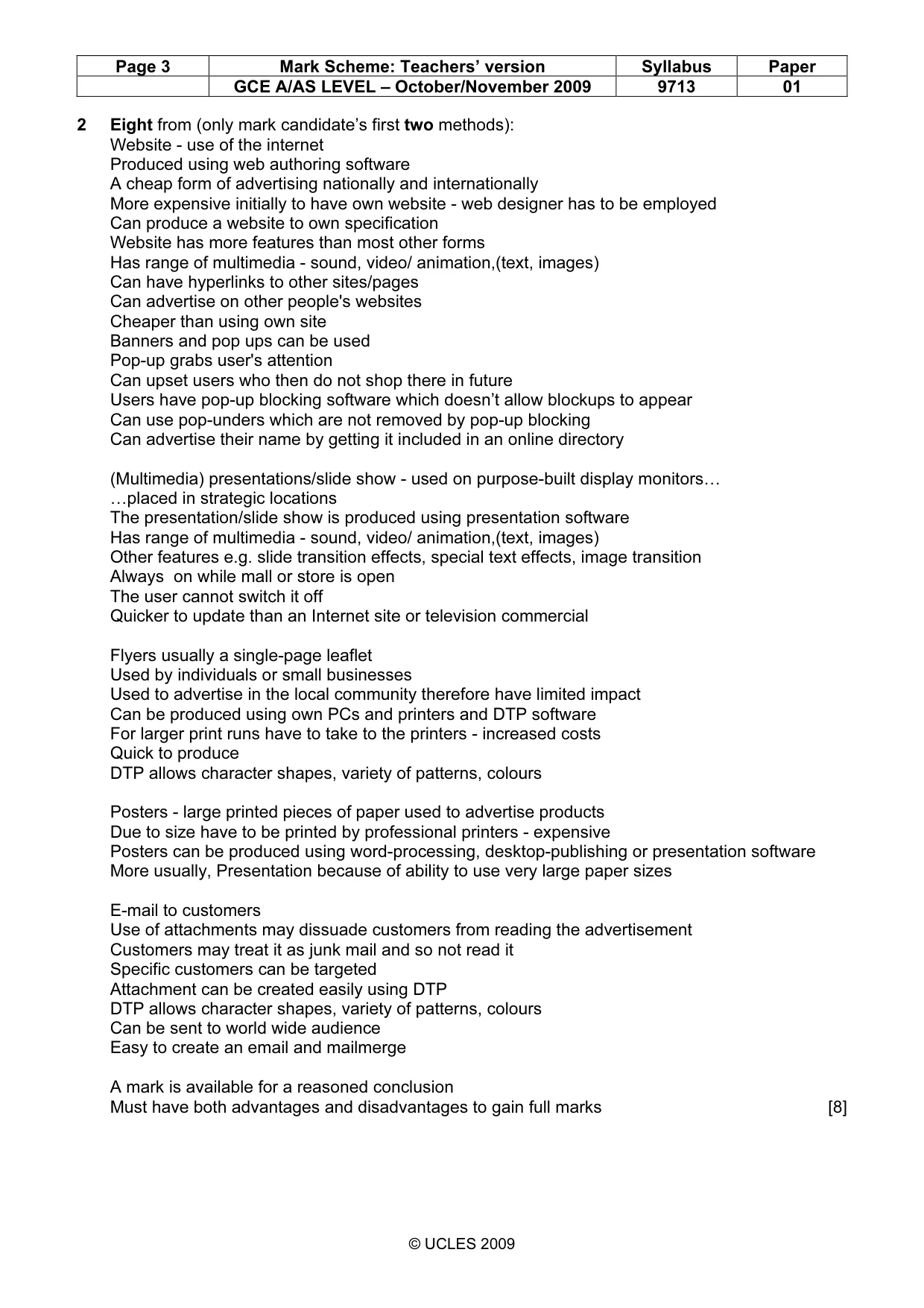 Mark scheme, page 3 of 7