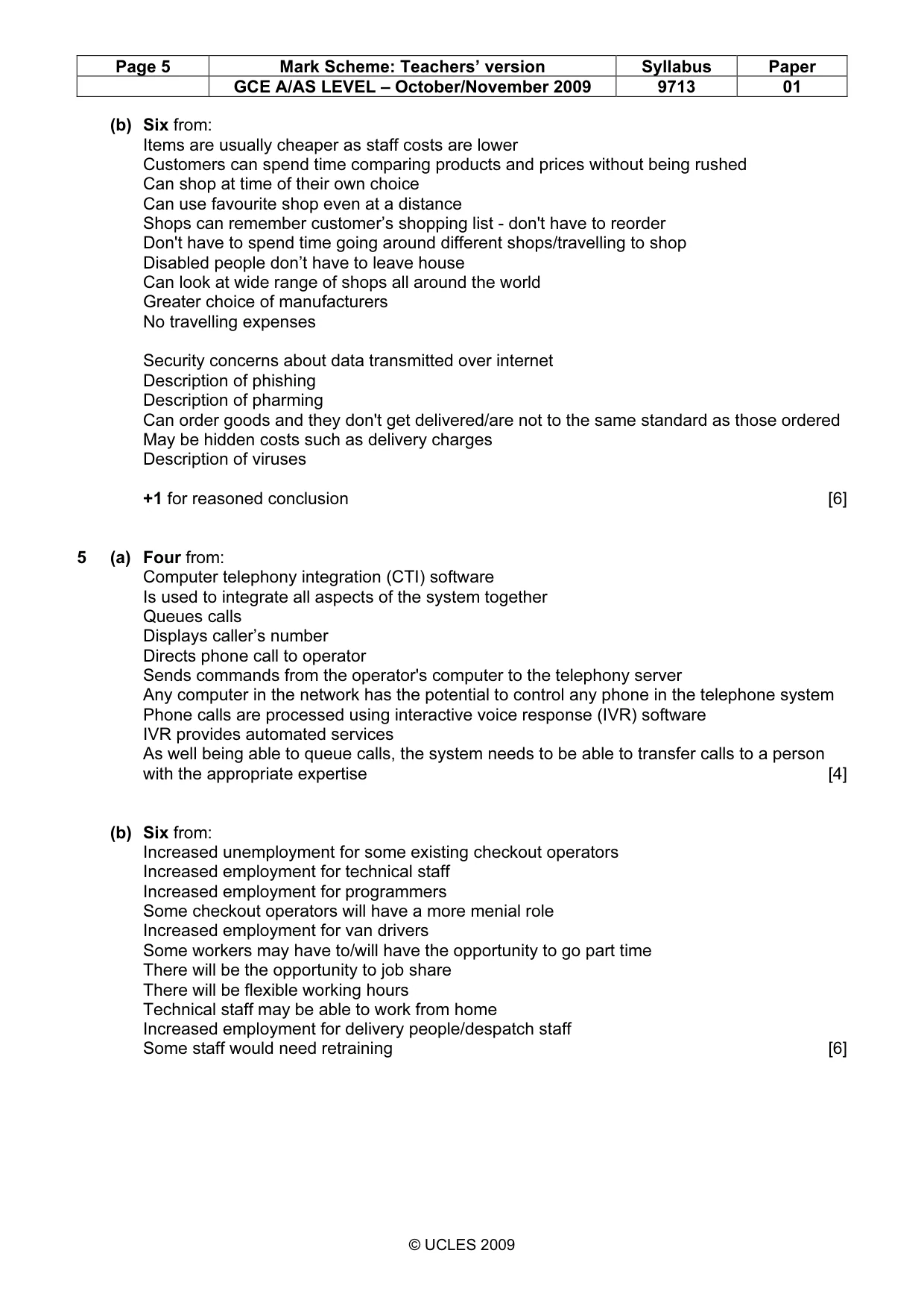 Mark scheme, page 5 of 7