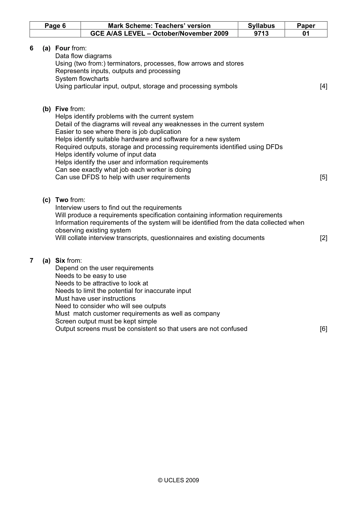 Mark scheme, page 6 of 7