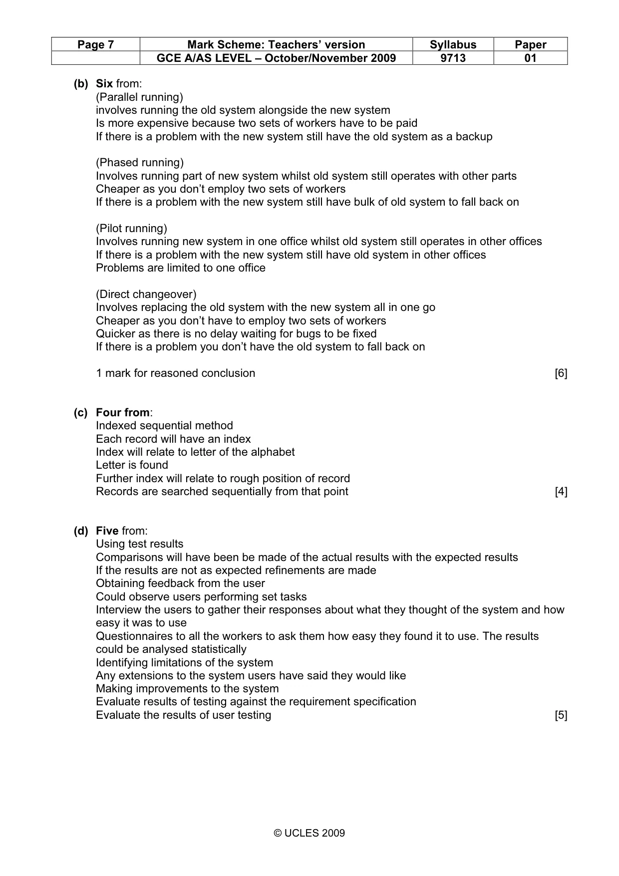 Mark scheme, page 7 of 7