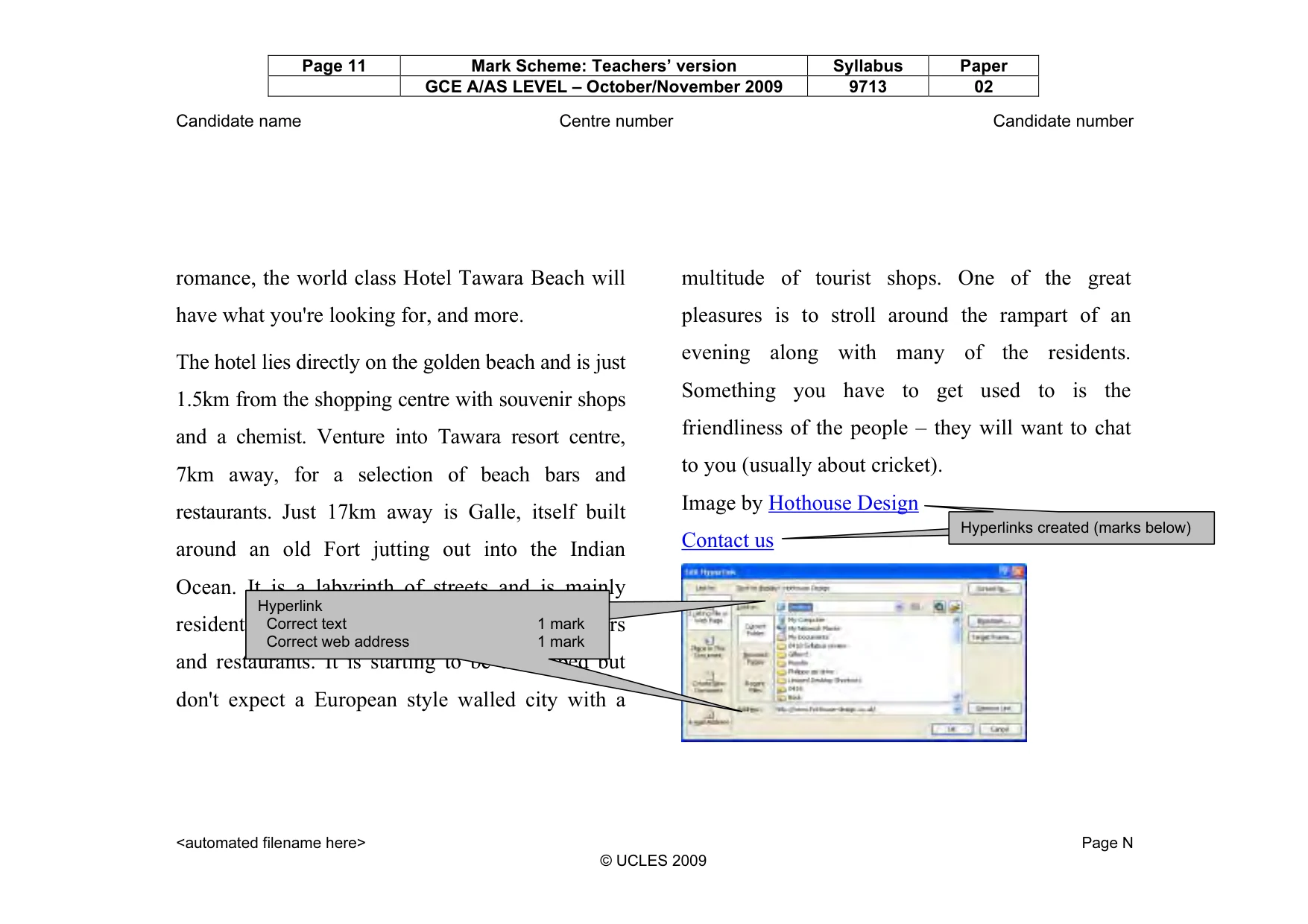 Mark scheme, page 11 of 12