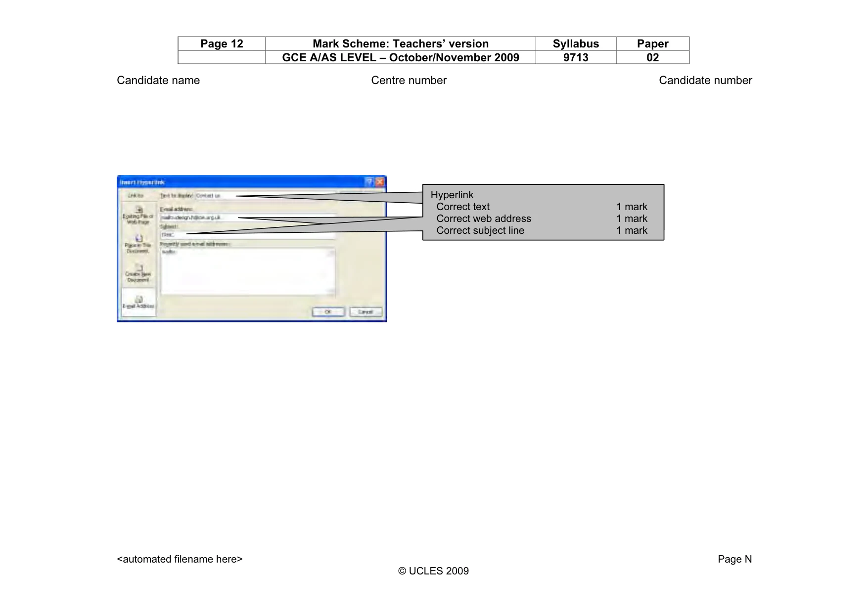 Mark scheme, page 12 of 12