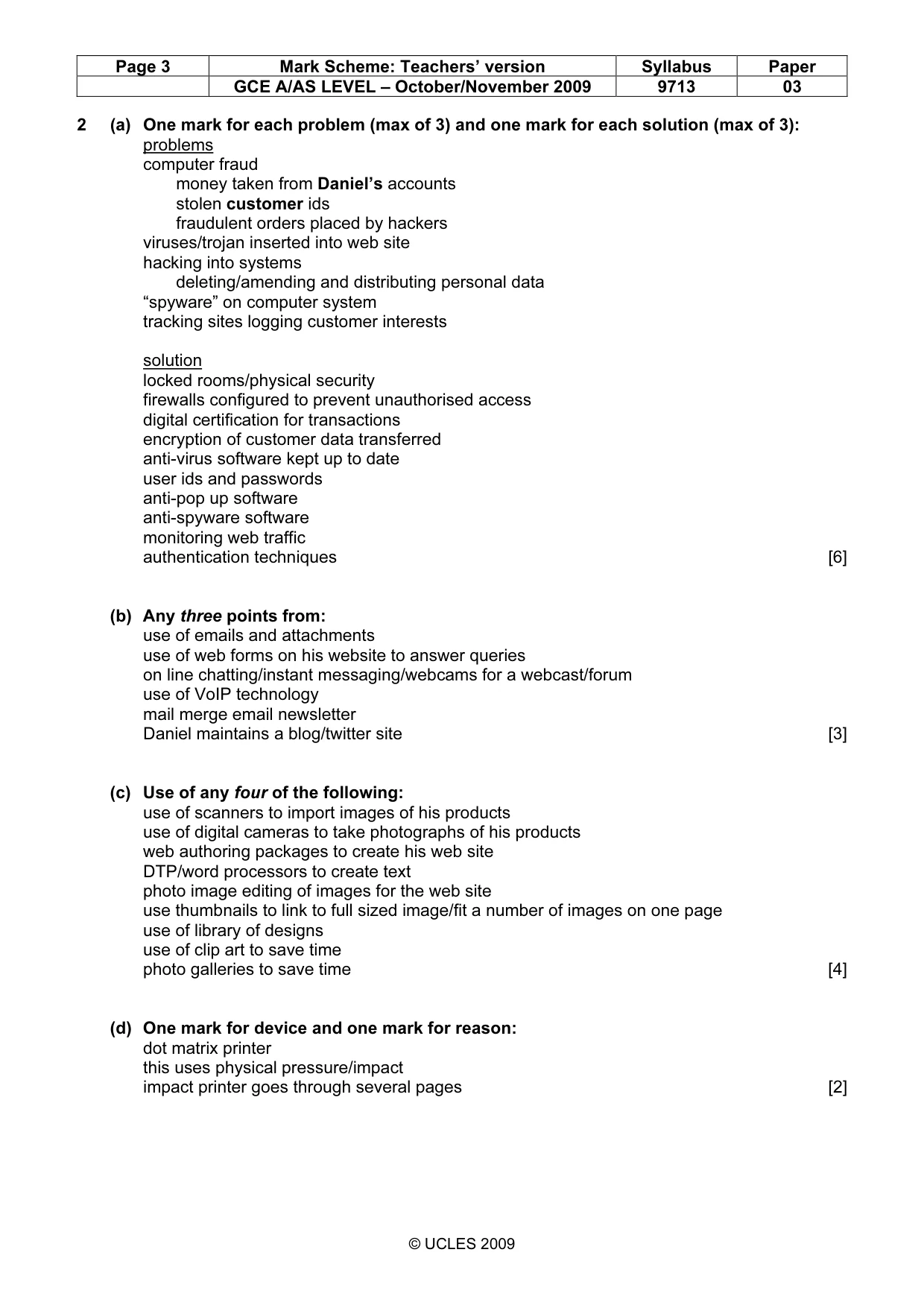 Mark scheme, page 3 of 6