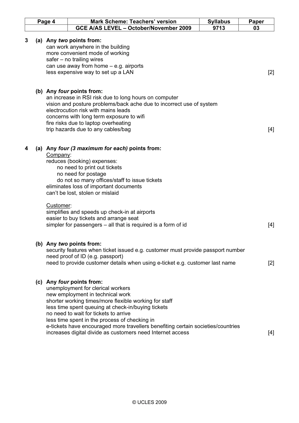 Mark scheme, page 4 of 6