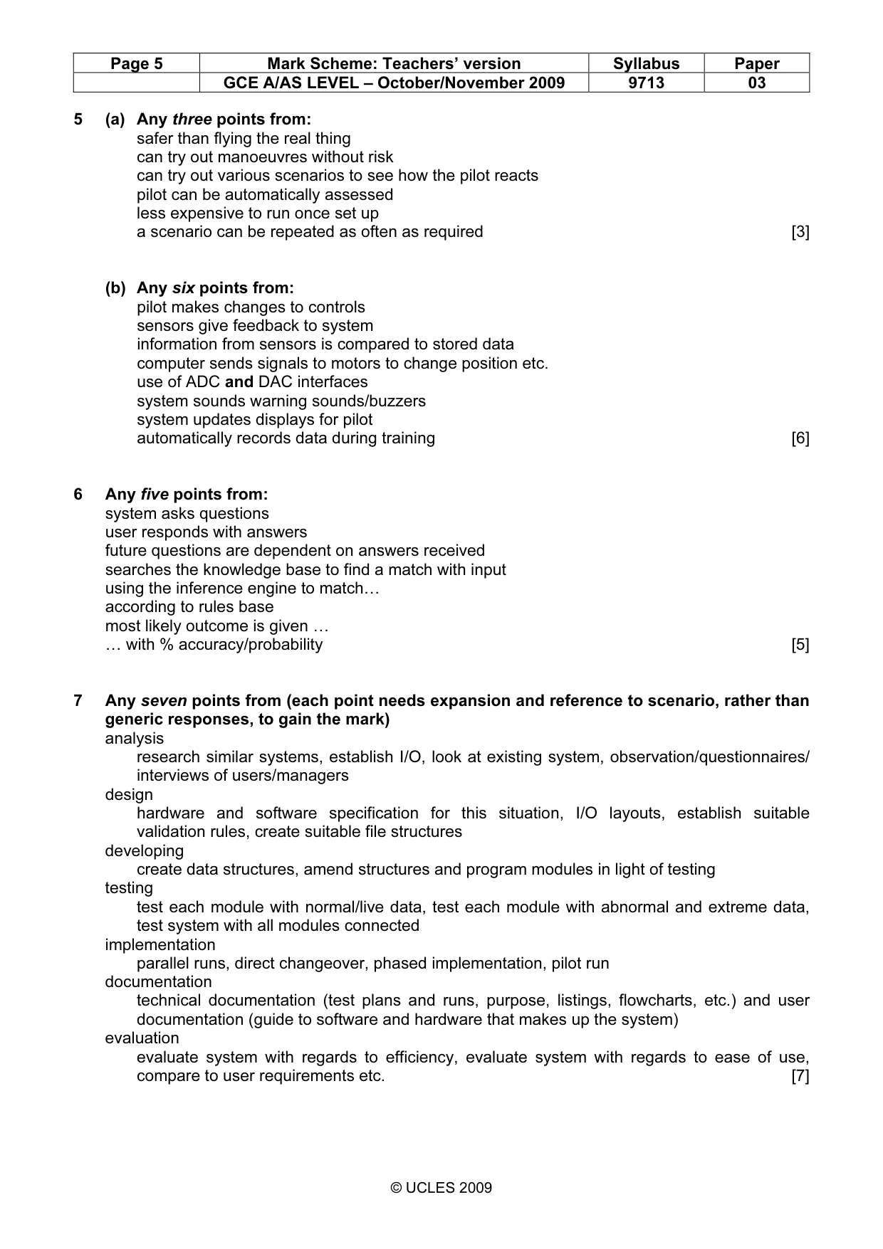 Mark scheme, page 5 of 6