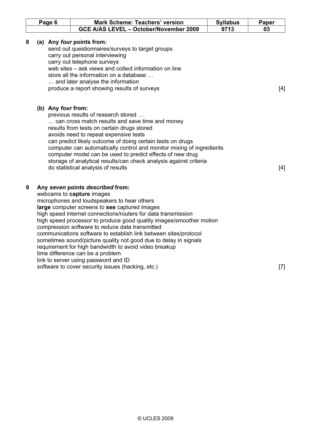 Mark scheme, page 6 of 6