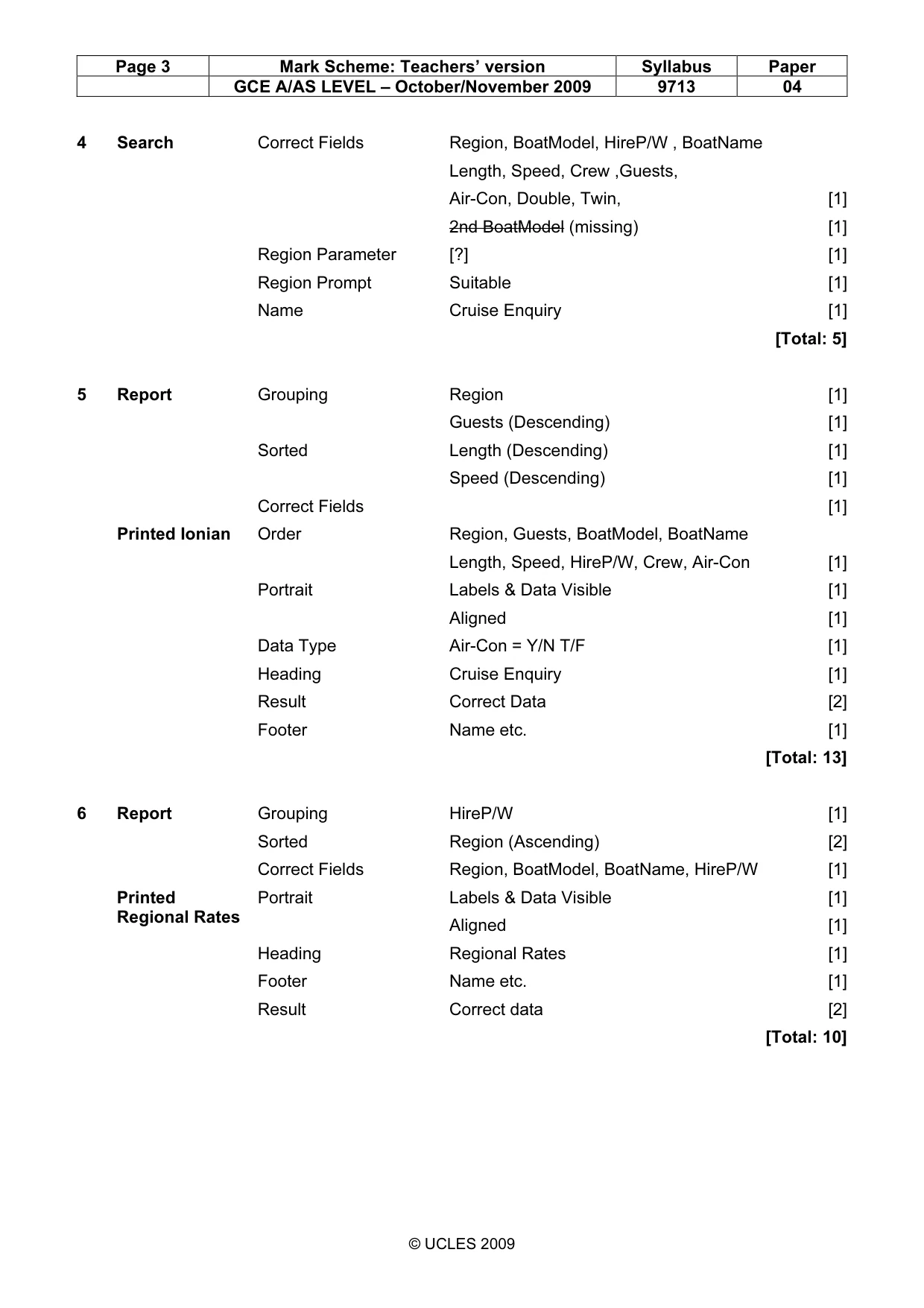 Mark scheme, page 3 of 4