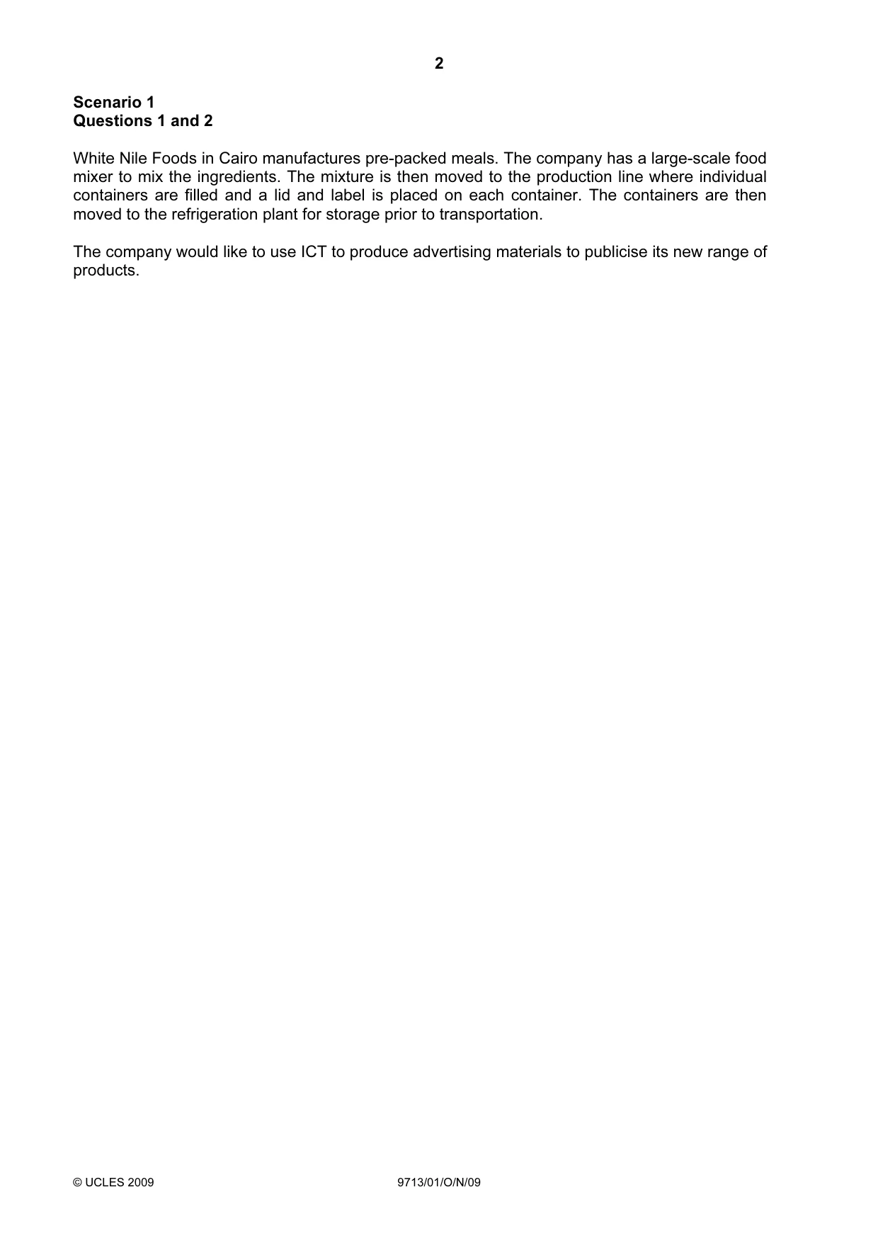 Cambridge A Level Applied Information and Communication Technology 9713 2009 Oct/Nov Paper 1 · Variant 1 question paper, page 2 of 16