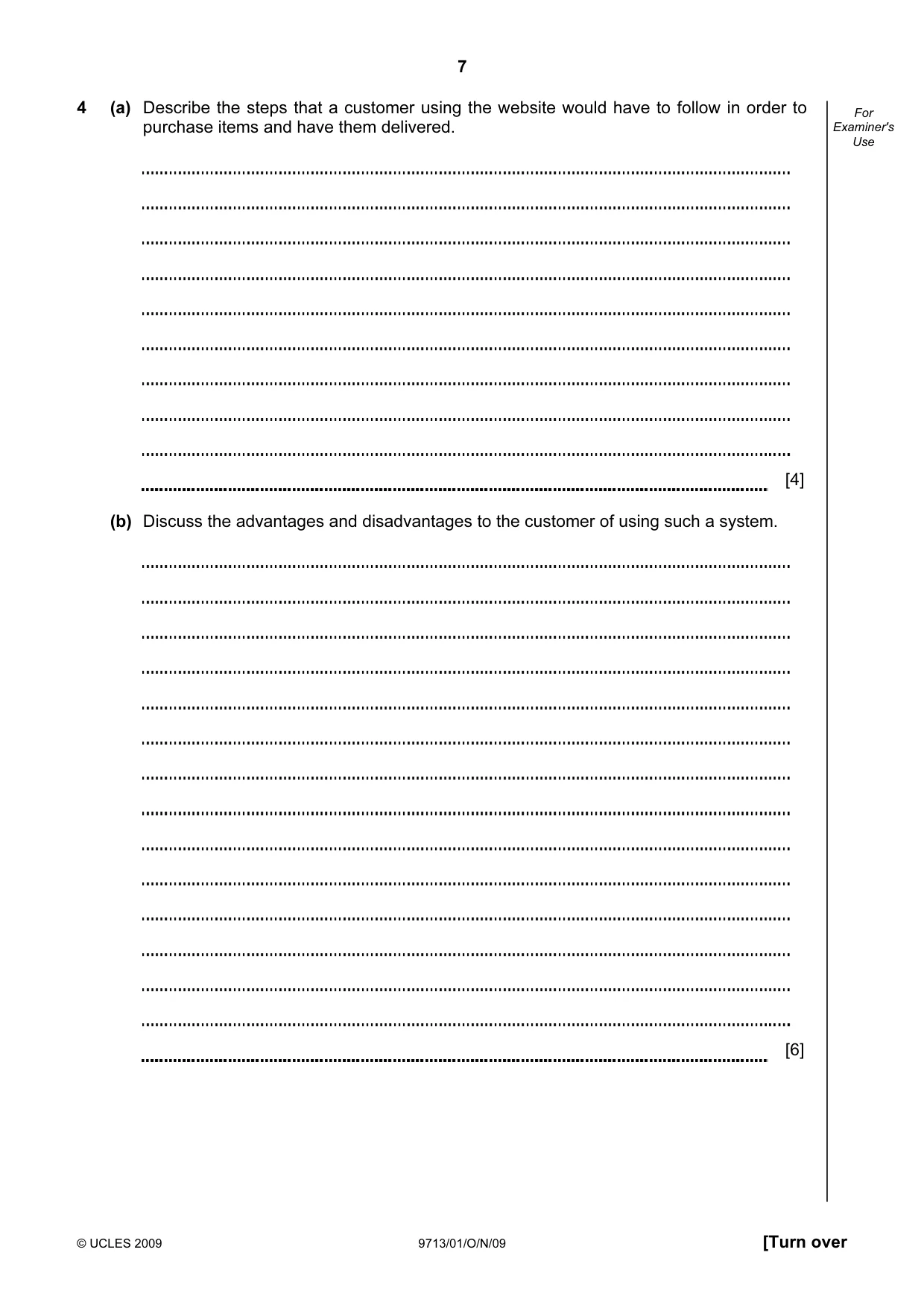 Cambridge A Level Applied Information and Communication Technology 9713 2009 Oct/Nov Paper 1 · Variant 1 question paper, page 7 of 16