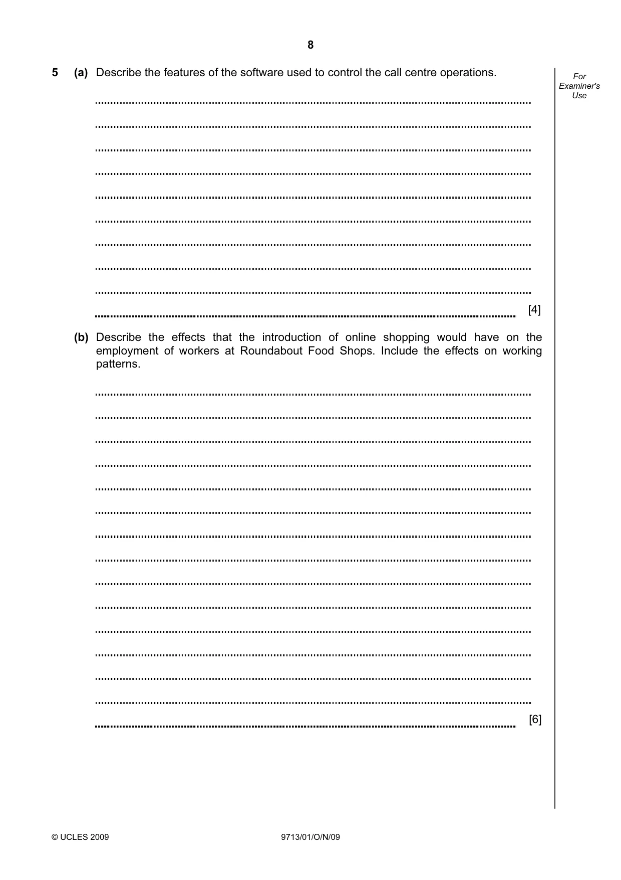 Cambridge A Level Applied Information and Communication Technology 9713 2009 Oct/Nov Paper 1 · Variant 1 question paper, page 8 of 16