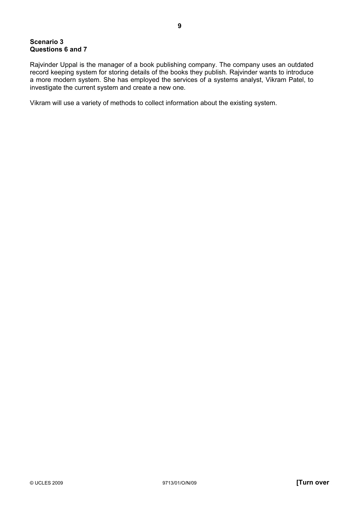 Cambridge A Level Applied Information and Communication Technology 9713 2009 Oct/Nov Paper 1 · Variant 1 question paper, page 9 of 16