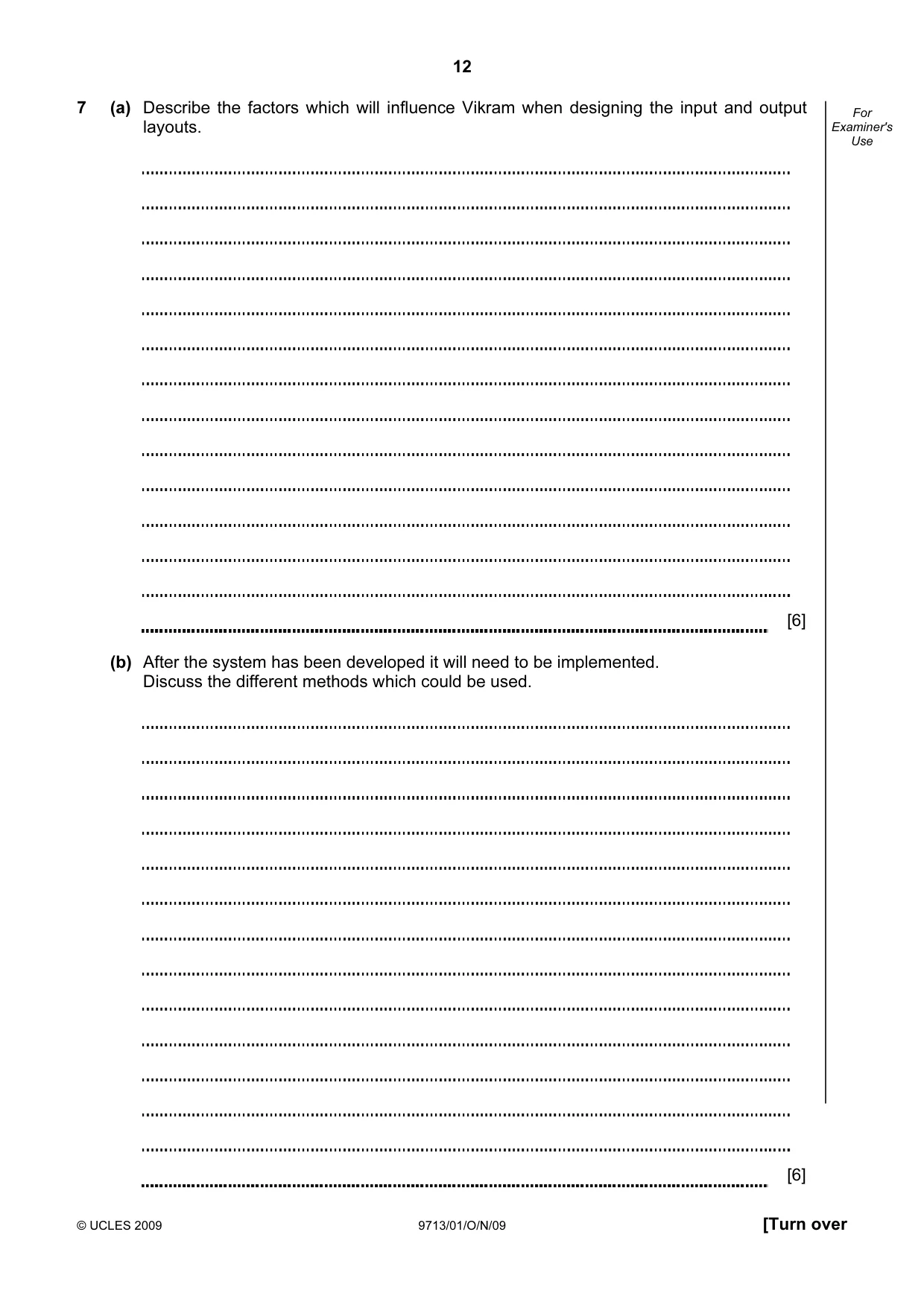 Cambridge A Level Applied Information and Communication Technology 9713 2009 Oct/Nov Paper 1 · Variant 1 question paper, page 12 of 16