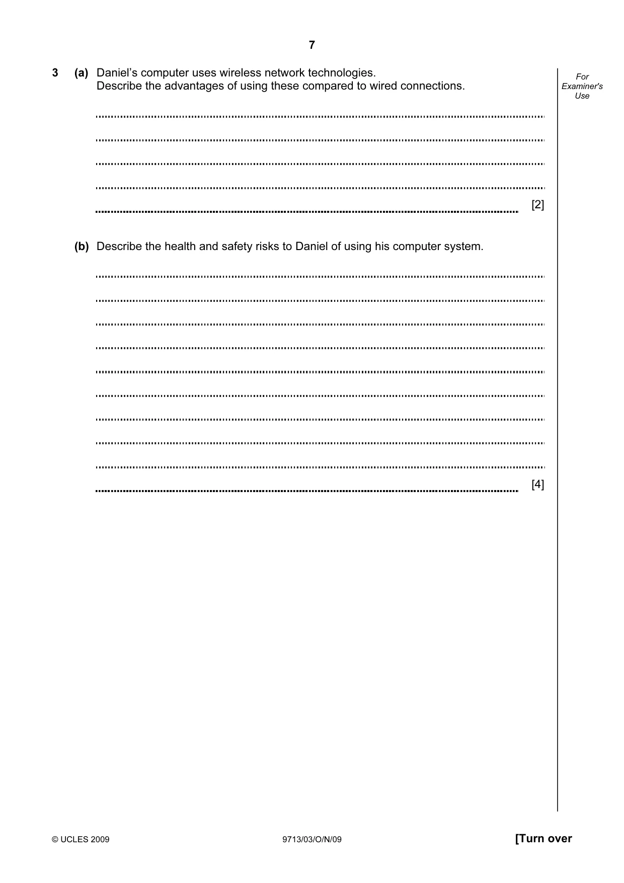 Cambridge A Level Applied Information and Communication Technology 9713 2009 Oct/Nov Paper 3 · Variant 1 question paper, page 7 of 16