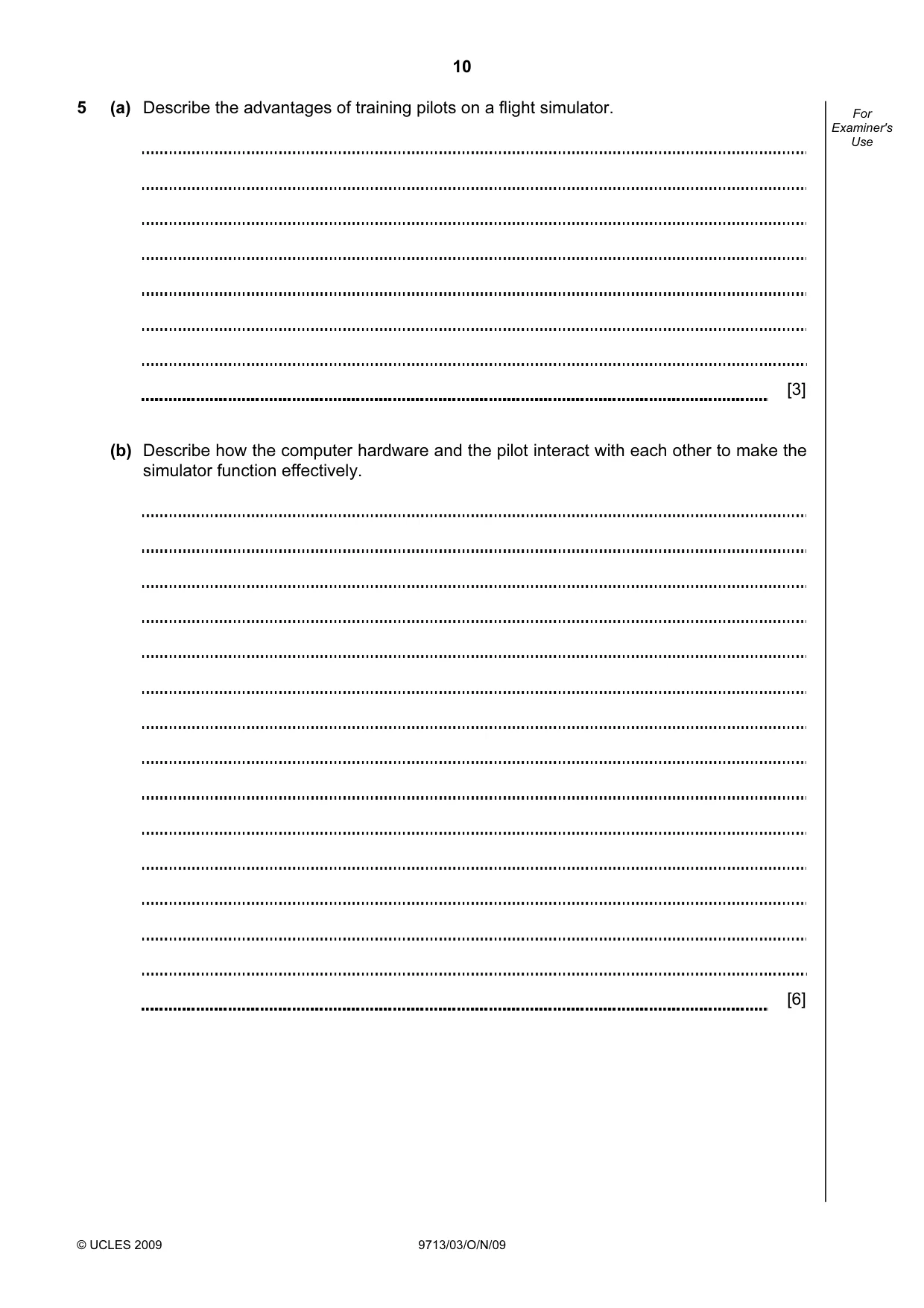 Cambridge A Level Applied Information and Communication Technology 9713 2009 Oct/Nov Paper 3 · Variant 1 question paper, page 10 of 16
