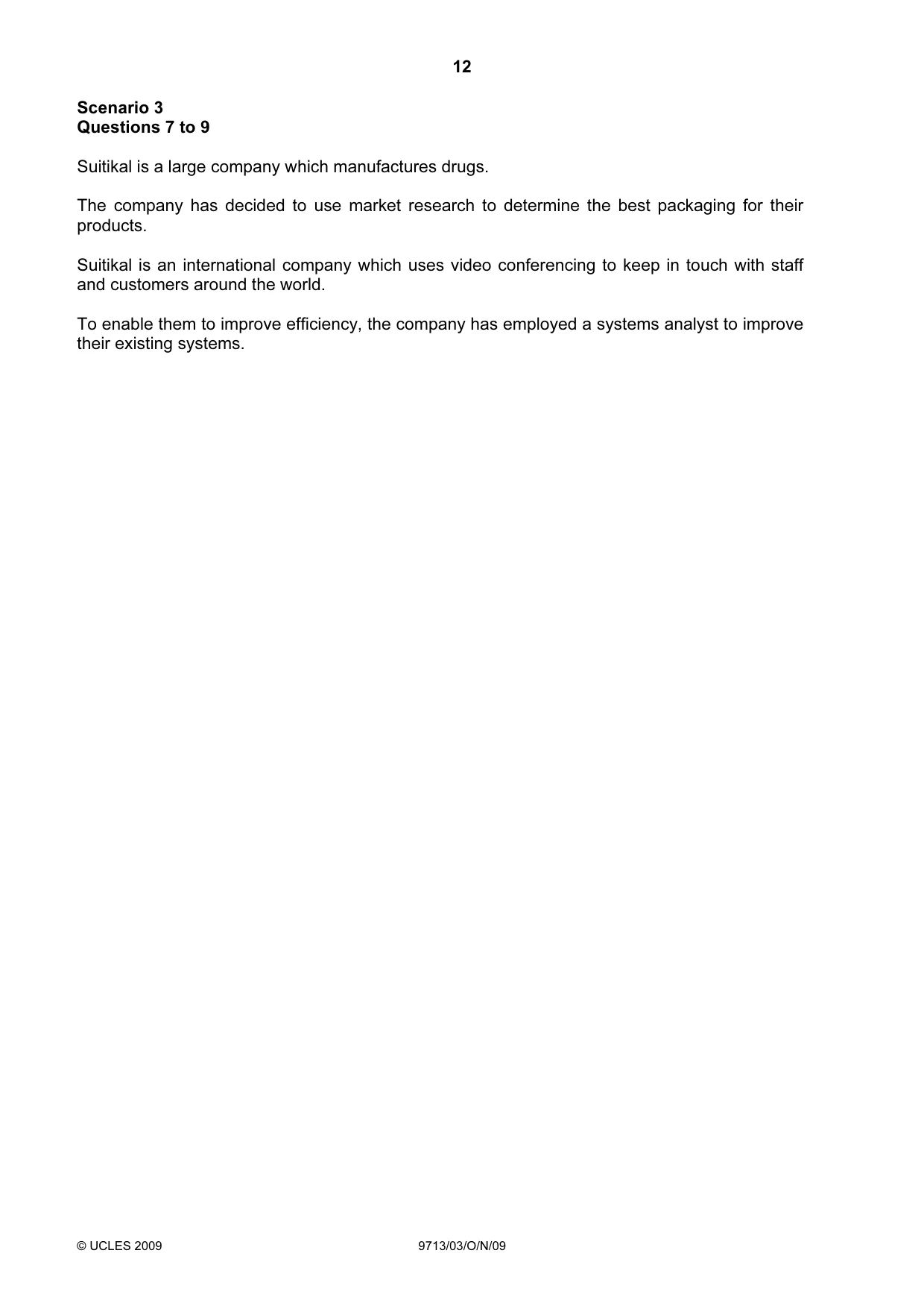 Cambridge A Level Applied Information and Communication Technology 9713 2009 Oct/Nov Paper 3 · Variant 1 question paper, page 12 of 16
