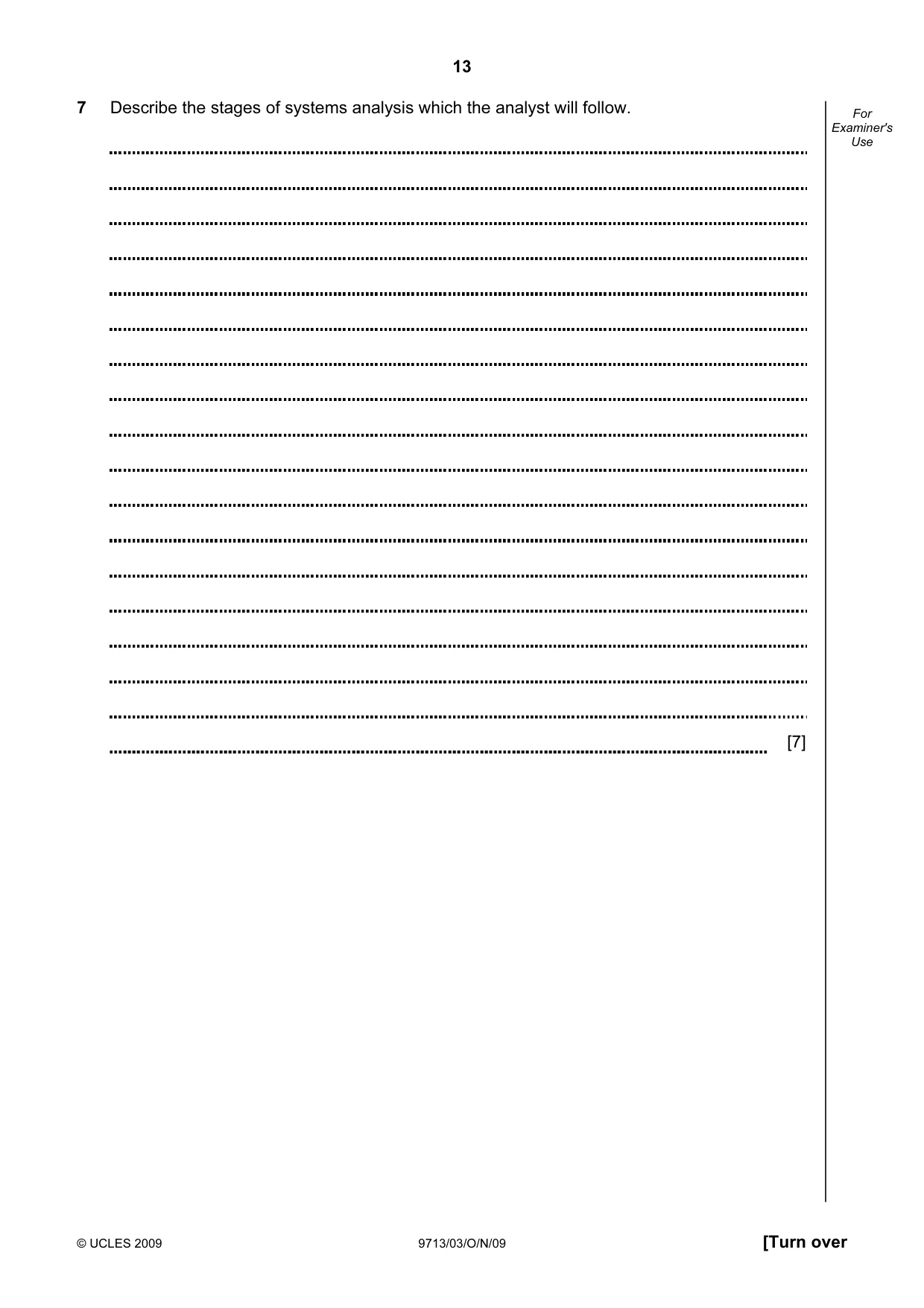 Cambridge A Level Applied Information and Communication Technology 9713 2009 Oct/Nov Paper 3 · Variant 1 question paper, page 13 of 16
