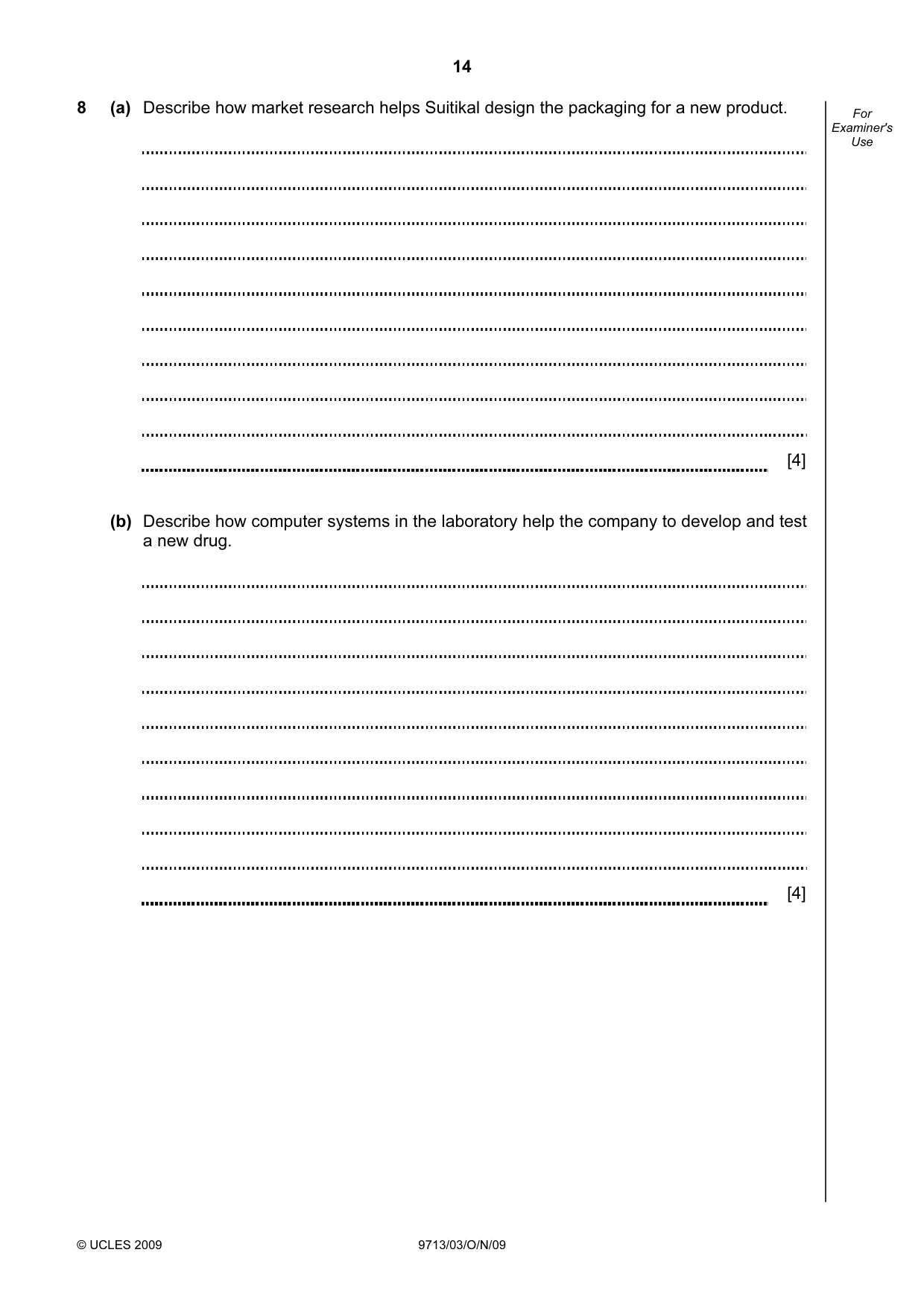 Cambridge A Level Applied Information and Communication Technology 9713 2009 Oct/Nov Paper 3 · Variant 1 question paper, page 14 of 16