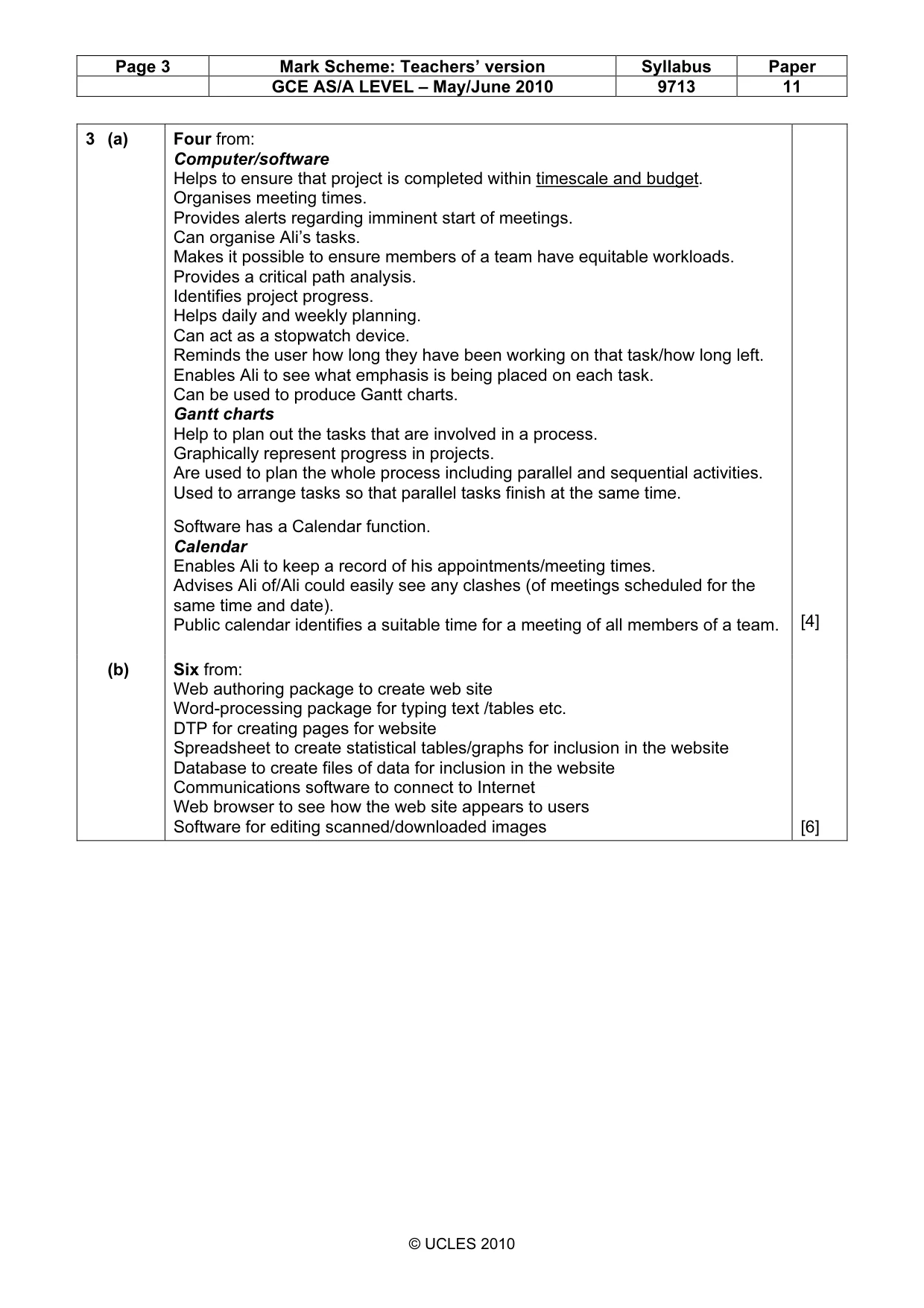 Mark scheme, page 3 of 8