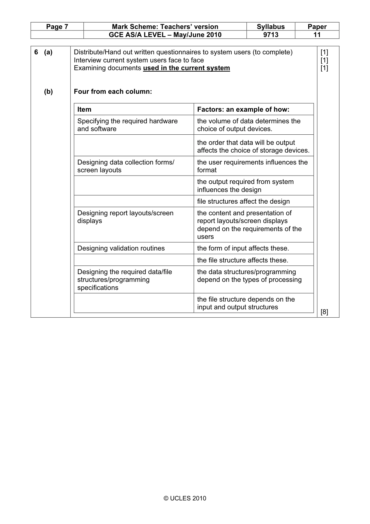 Mark scheme, page 7 of 8