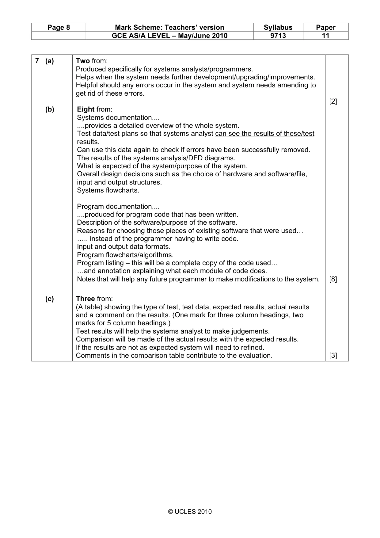 Mark scheme, page 8 of 8