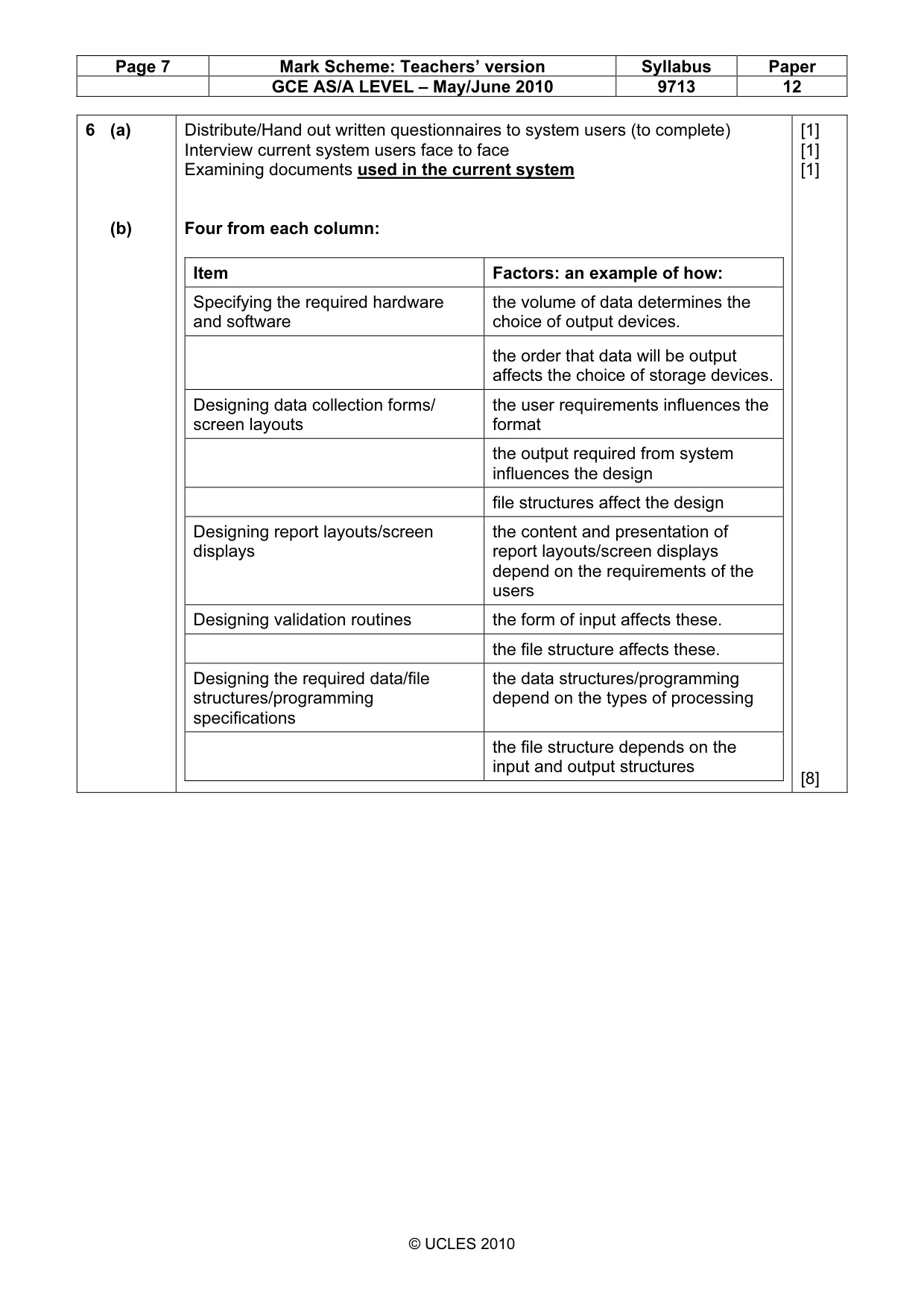 Mark scheme, page 7 of 8