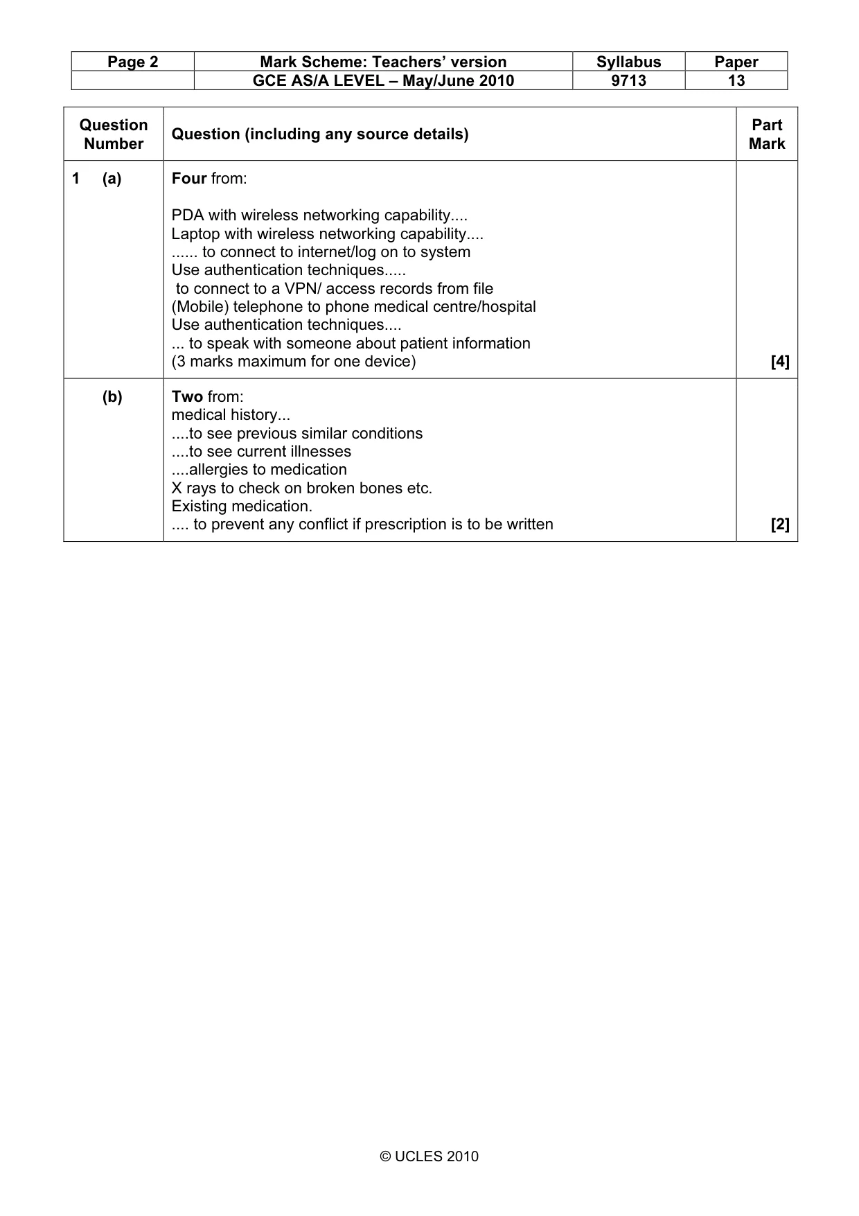 Mark scheme, page 2 of 8