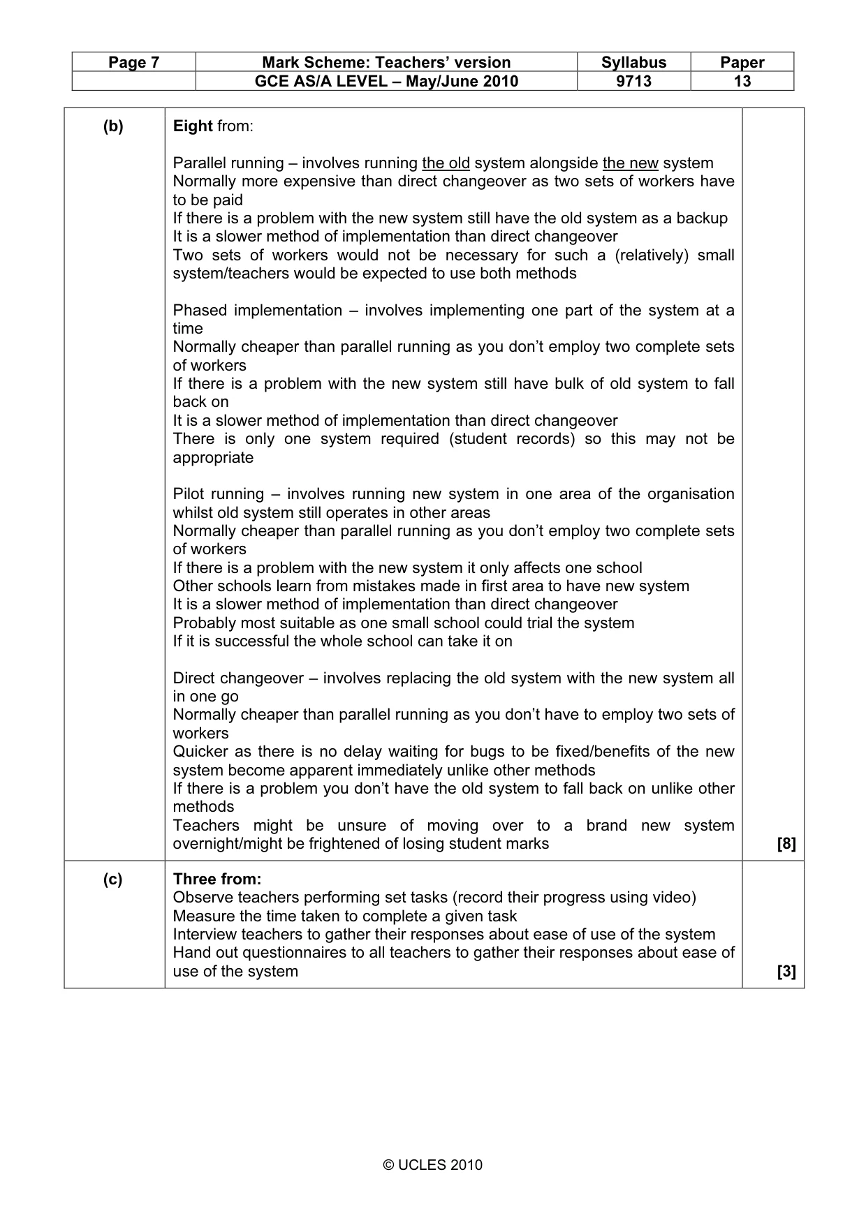Mark scheme, page 7 of 8