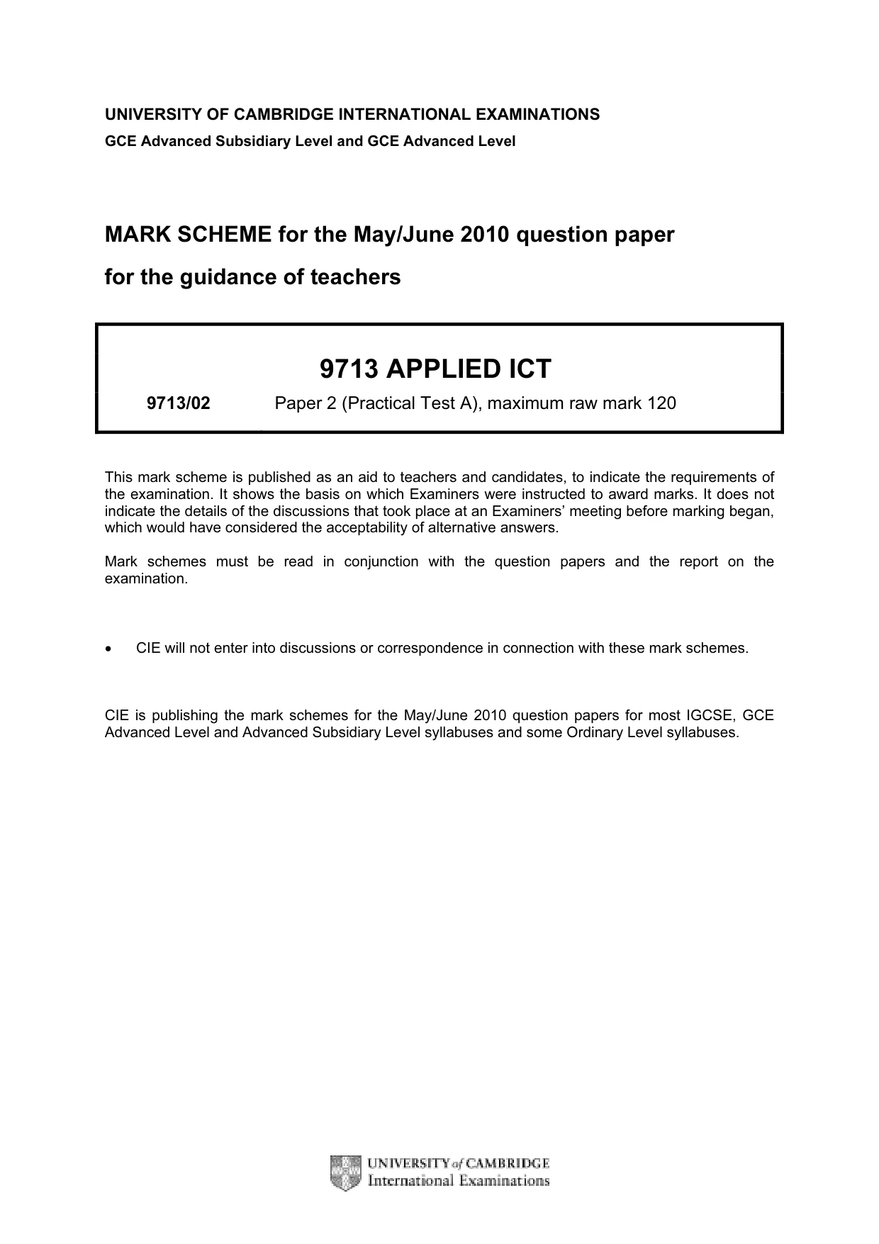 Mark scheme, page 1 of 13