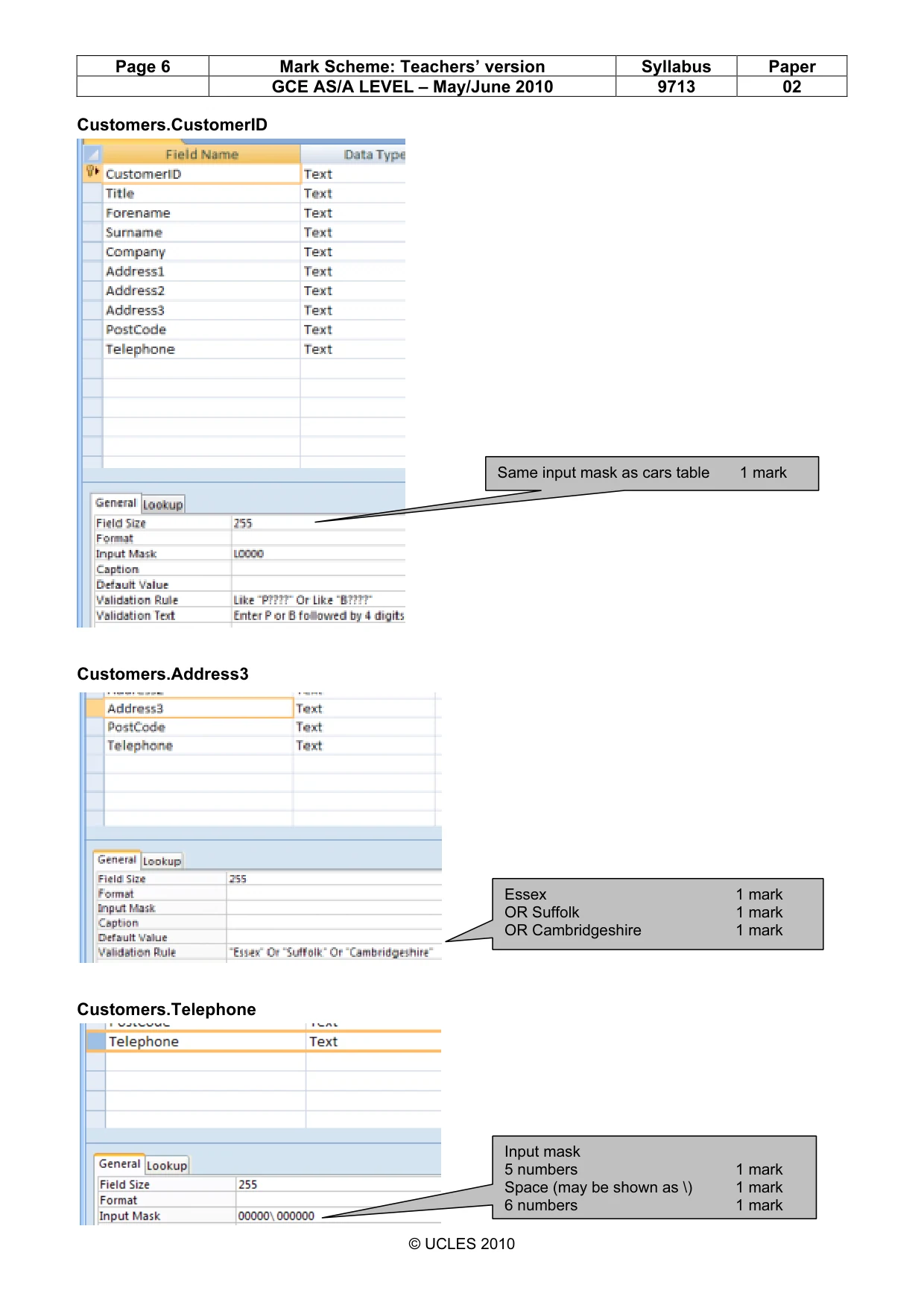 Mark scheme, page 6 of 13