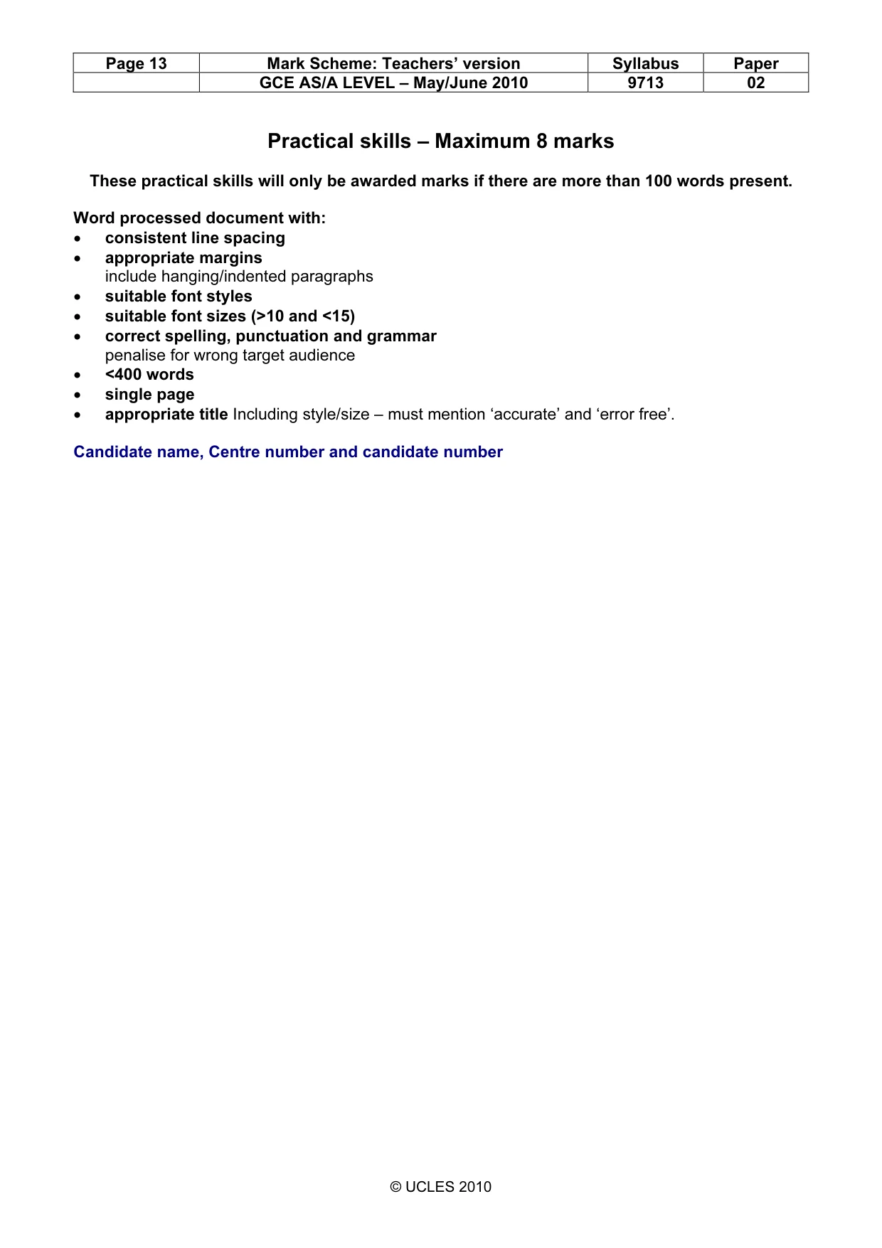 Mark scheme, page 13 of 13