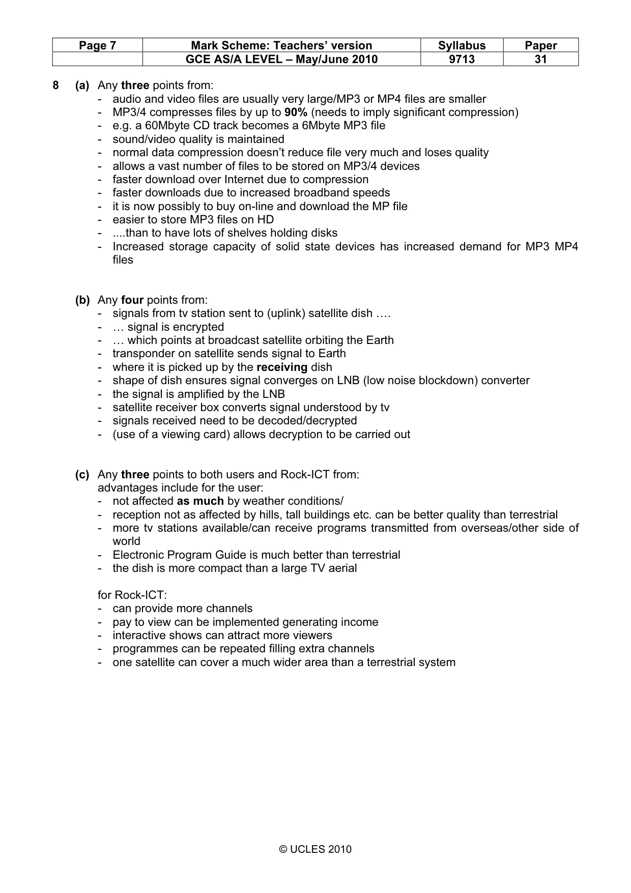 Mark scheme, page 7 of 8