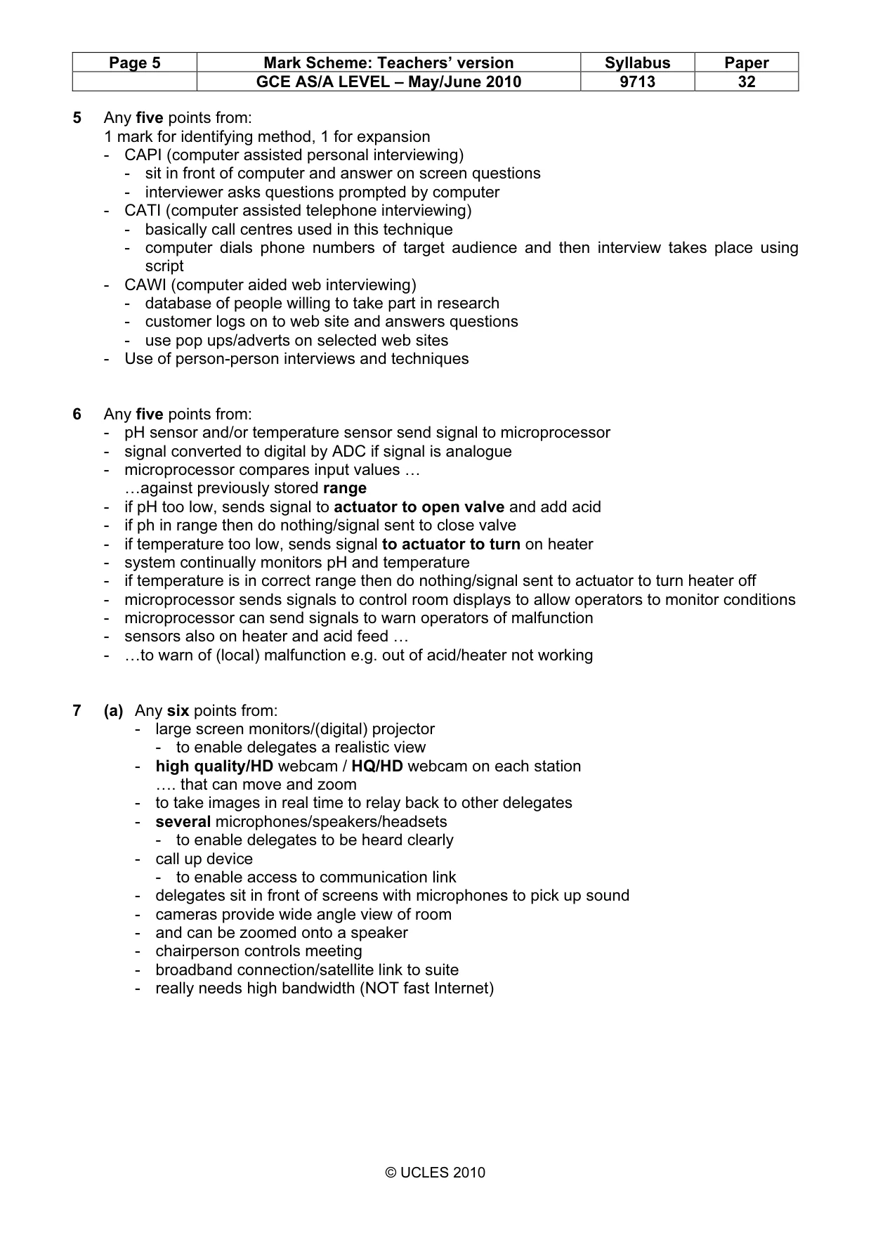 Mark scheme, page 5 of 8